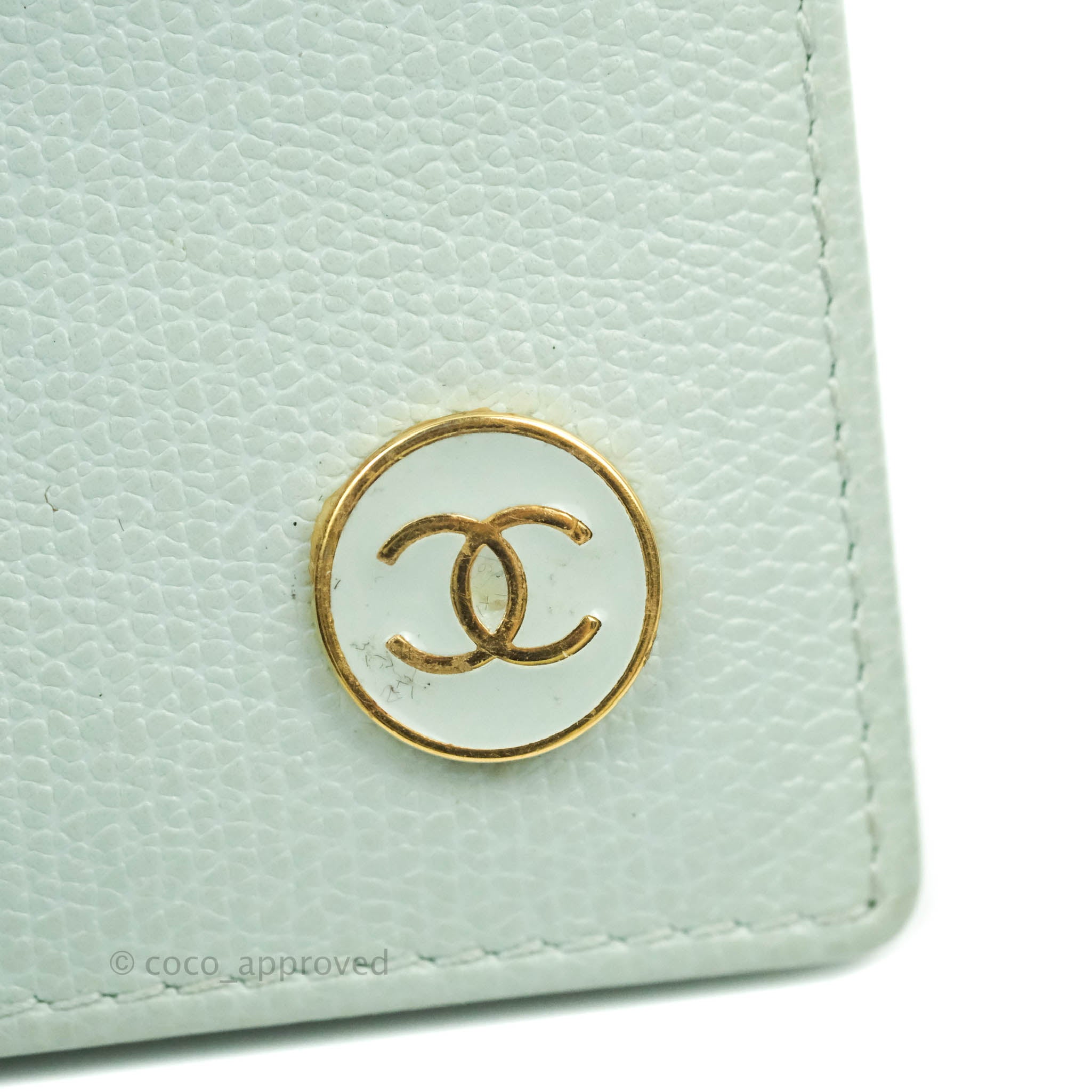 Chanel Tiffany Blue Grained Leather Card Holder - Luxury Compact Wallet for Credit Cards & Cash - Perfect for Everyday Use, Travel & Gifting