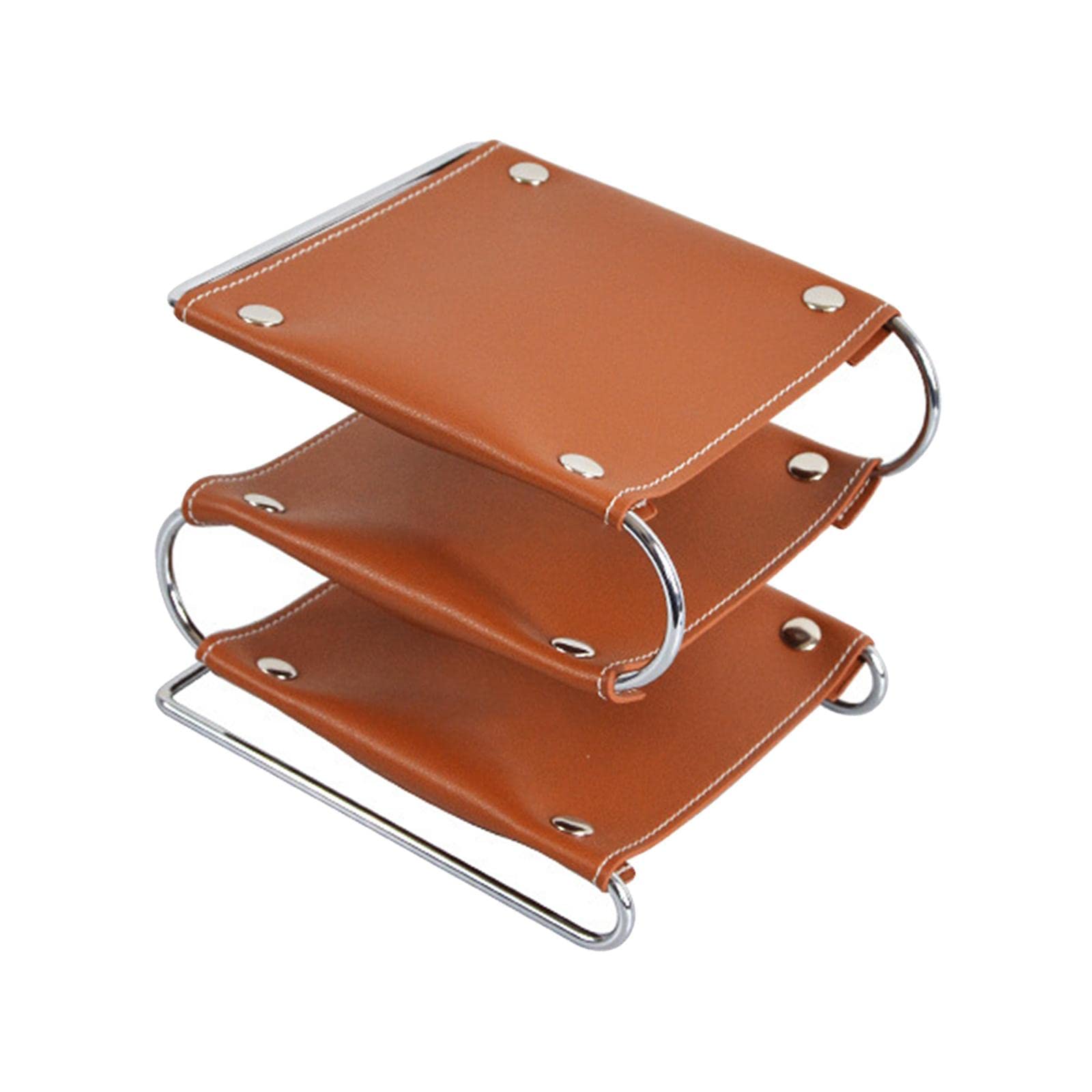Vintage 3-Tier Bedside Storage Tray - Detachable PU Leather Organizer for Jewelry, Office & Desktop Accessories | Perfect for Nightstand, Dresser, and Vanity Organization