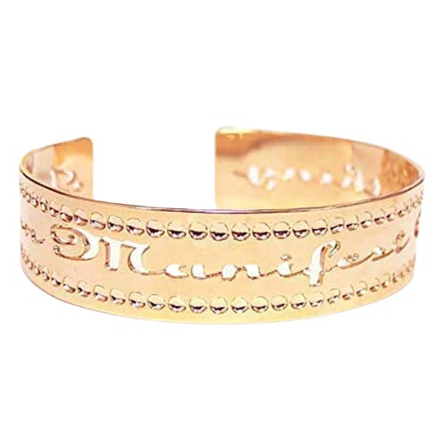 Rose Gold Affirmation Cuff Bracelet - 'I Can Manifest Anything' Inspirational Jewelry for Success & Spiritual Growth | Dainty Rose Gold Bangle for Women | Perfect Motivational Gift for Birthdays, Graduation, Meditation & Daily Wear