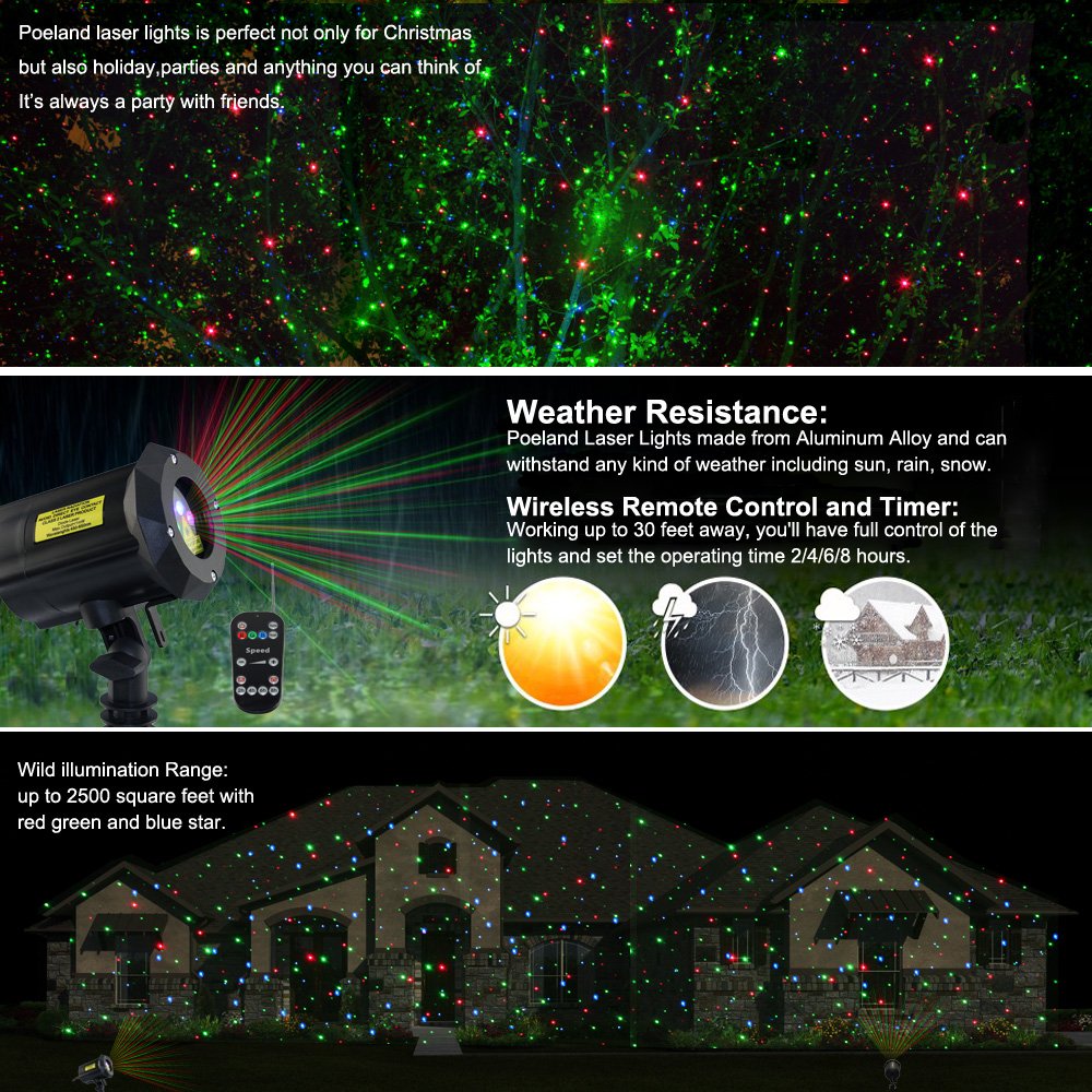 Poeland Solar Garden Lights with Moving Laser Projection - Firefly Star Projector for Outdoor Christmas Decor, Patio, Yard, and Landscape Lighting
