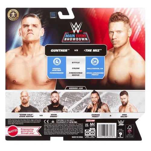 WWE Gunther vs The Miz Action Figure 2-Pack - Main Event Series Showdown Collectible Wrestling Toys for Kids & Adults - Perfect for Play Battles, Display Collections & WWE Fan Gifts