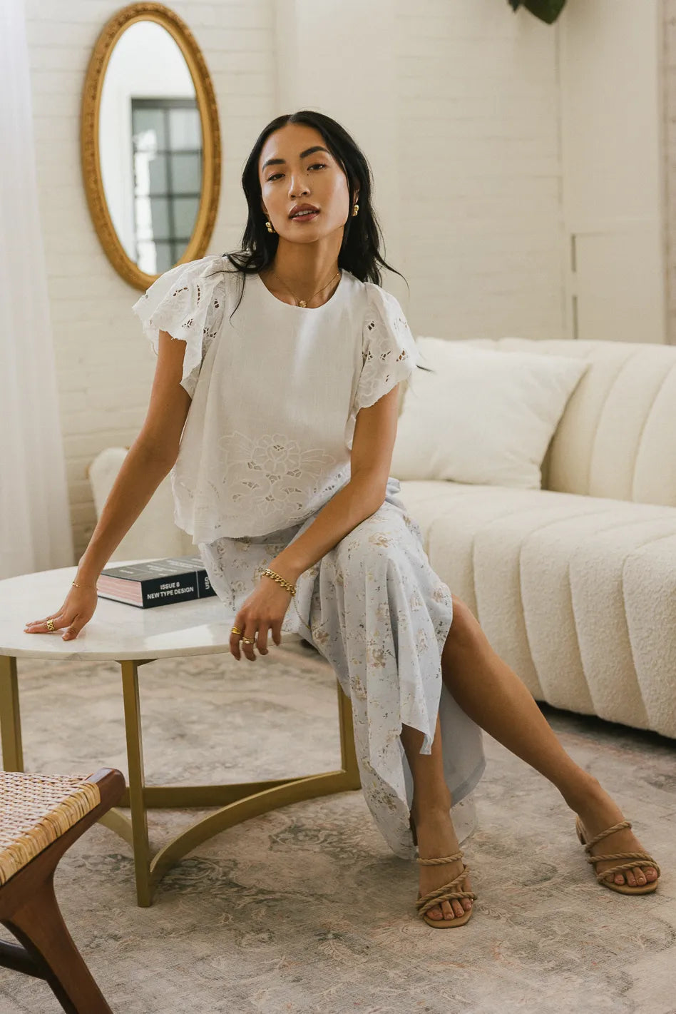 Myra Embroidered Blouse in Ivory - Elegant Women's Top for Work & Special Occasions | Final Sale