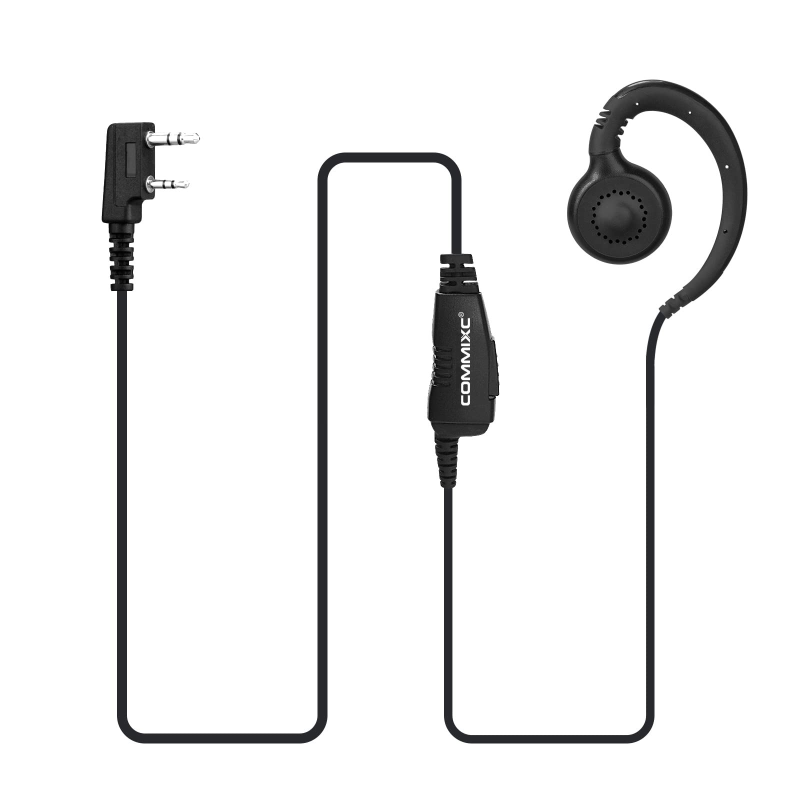2-Pack Walkie Talkie Earpieces with PTT Mic - 3.5mm/2.5mm 2-Pin Two Way Radio Headset, 180° Rotatable Earbud for Kenwood BaoFeng Radios - Perfect for Security, Construction & Outdoor Adventures