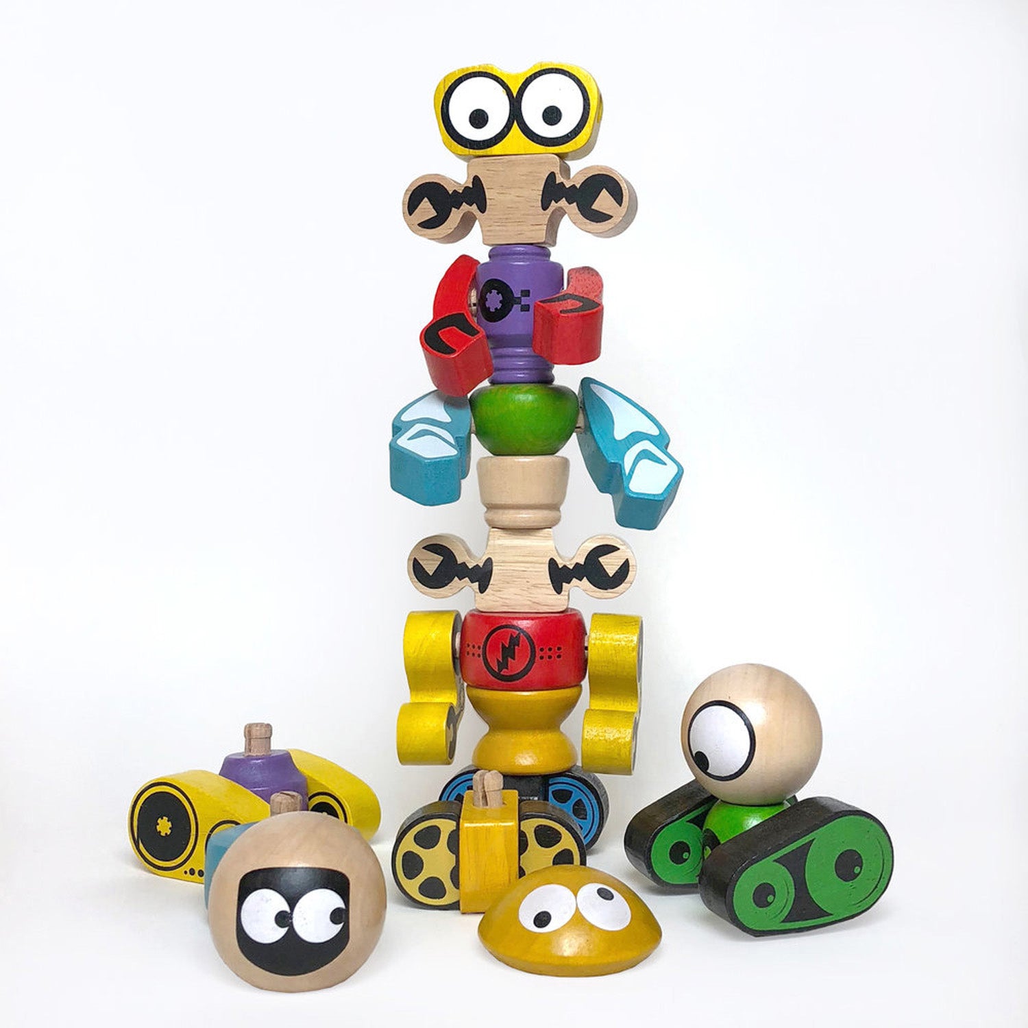 BeginAgain Tinker Totter Robots - Wooden Balancing Toy for Kids Ages 3+, STEM Learning Educational Game for Toddlers - Perfect for Birthday Gifts & Classroom Activities
