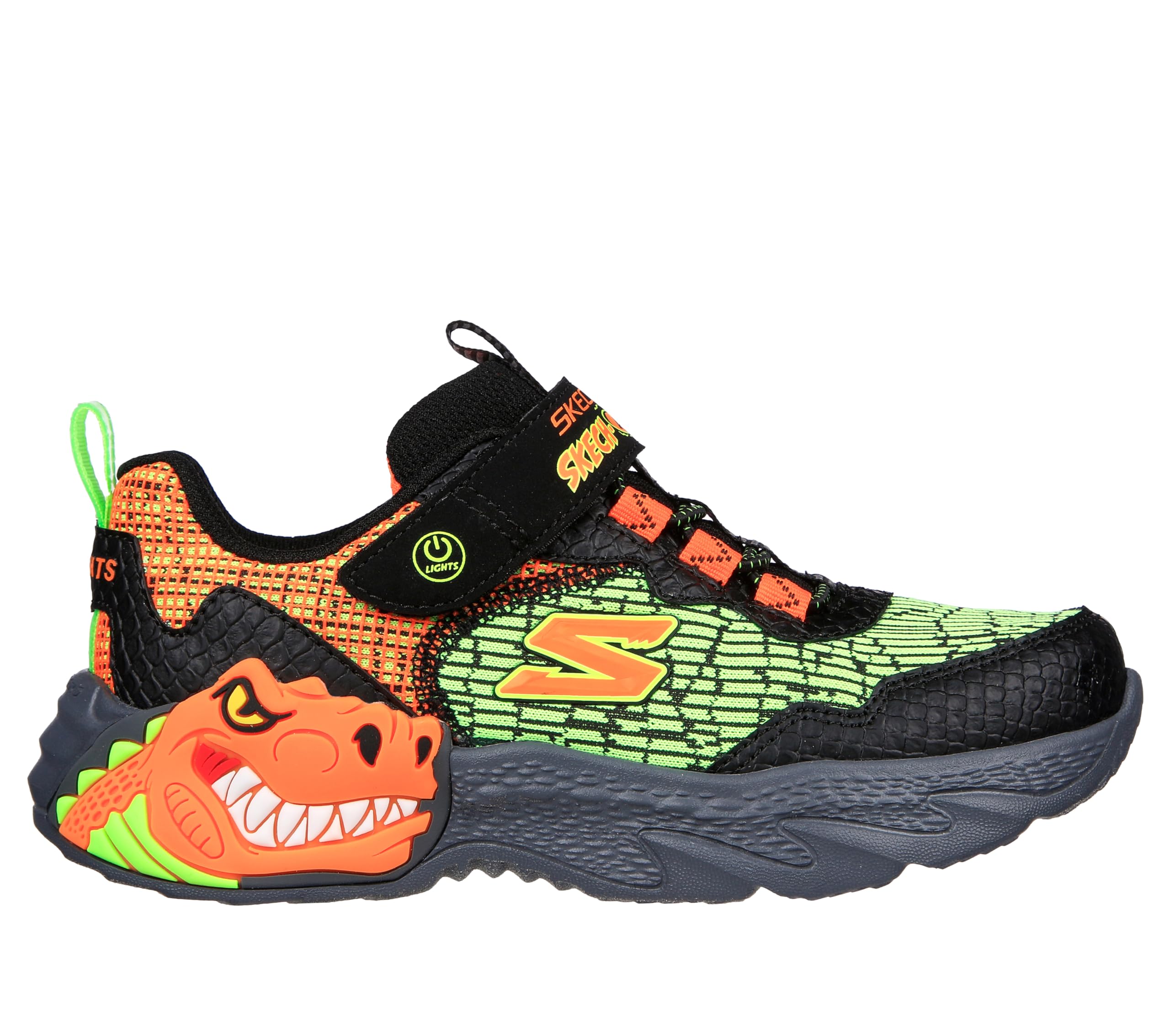 Skechers Boys' Dino Lights LED Sneakers - Light Up Shoes for Kids with Dinosaur Design | Perfect for Running, Playground & Nighttime Outdoor Activities
