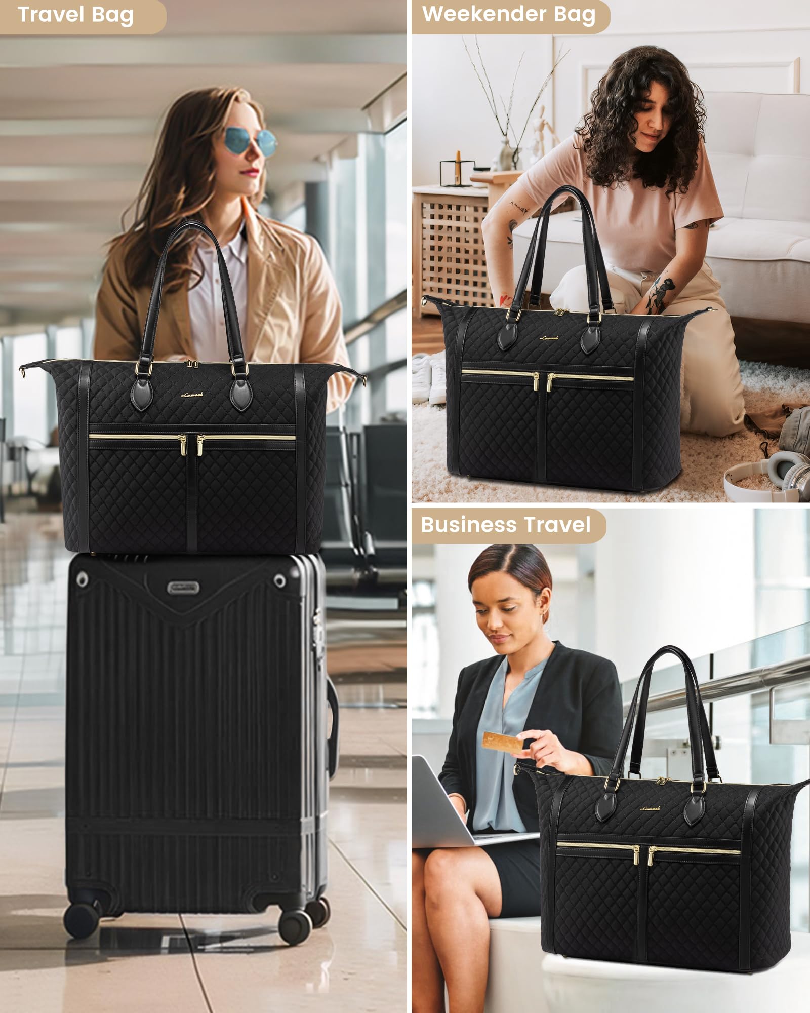 LOVEVOOK 4-in-1 Travel Weekender Bag - Waterproof Duffle, Carry On Luggage, Overnight Bag with Wet Pocket & Toiletry Compartment | Perfect for Weekend Getaways, Business Trips & Gym Use