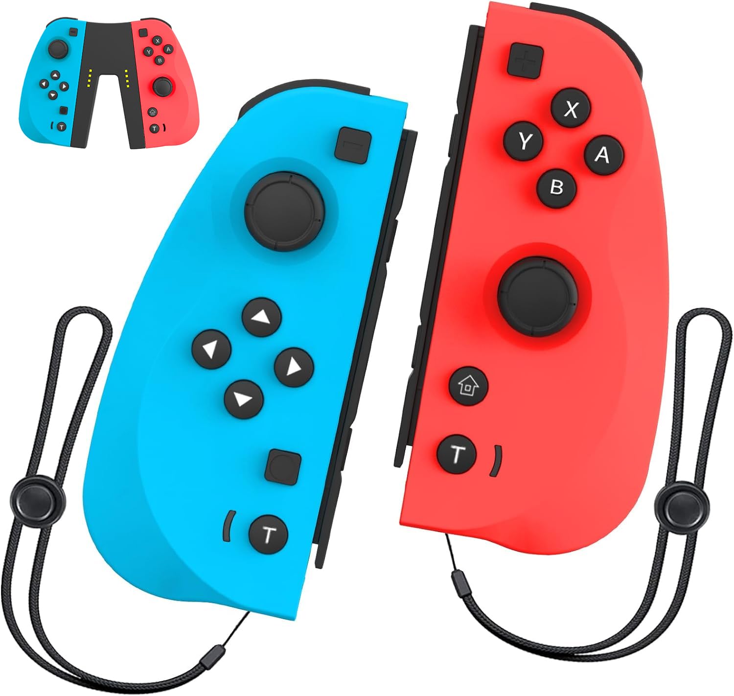 Wireless Switch Controller for Nintendo Switch/Lite/OLED - Dual Vibration, Turbo, Screenshot & Wake-up Function (Blue & Red) - Perfect for Gaming, Travel & Family Entertainment