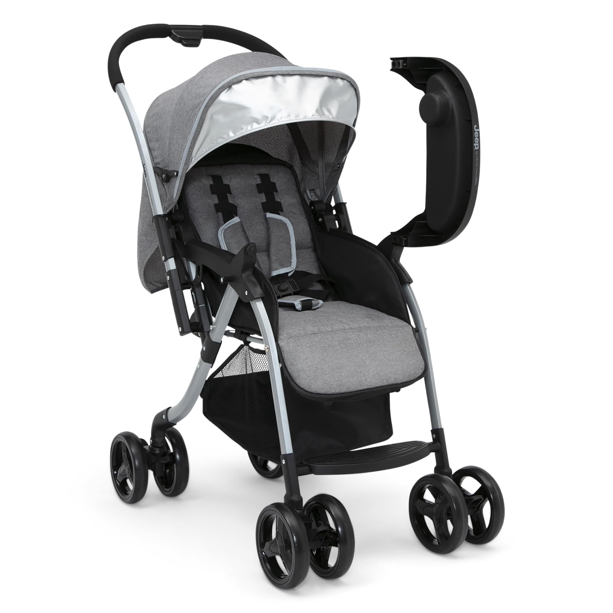 Jeep Unlimited Reversible Handle Stroller - Grey Tweed Baby Stroller with Adjustable Seat | Perfect for Newborns, Toddlers & Travel | Lightweight Compact Design for Shopping, Park Walks & Airplane Travel