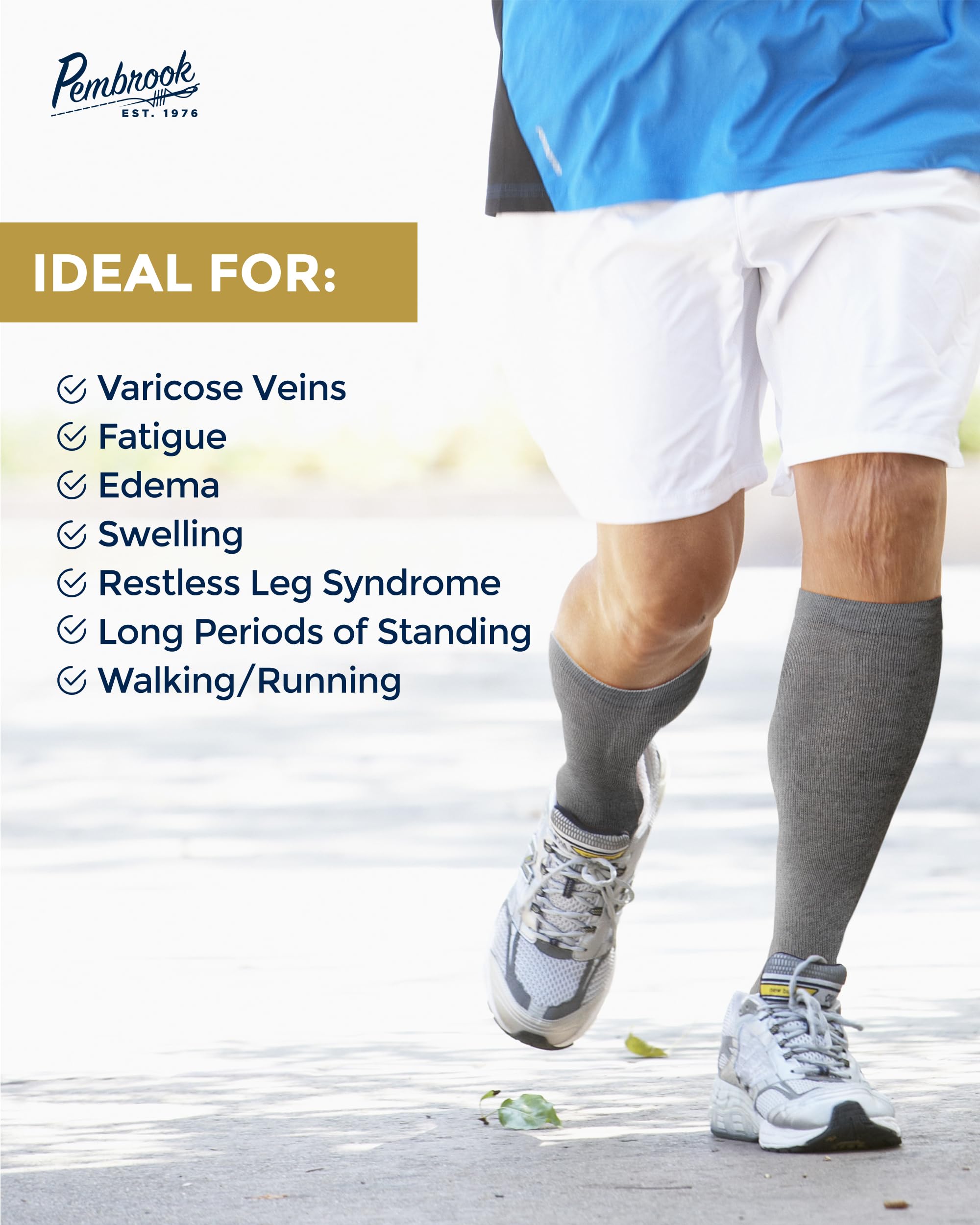 Pembrook Men's Light Compression Socks 6-Pack (8-15 mmHg Graduated Support) - Ideal for Running, Travel & Circulation - Size 9-12