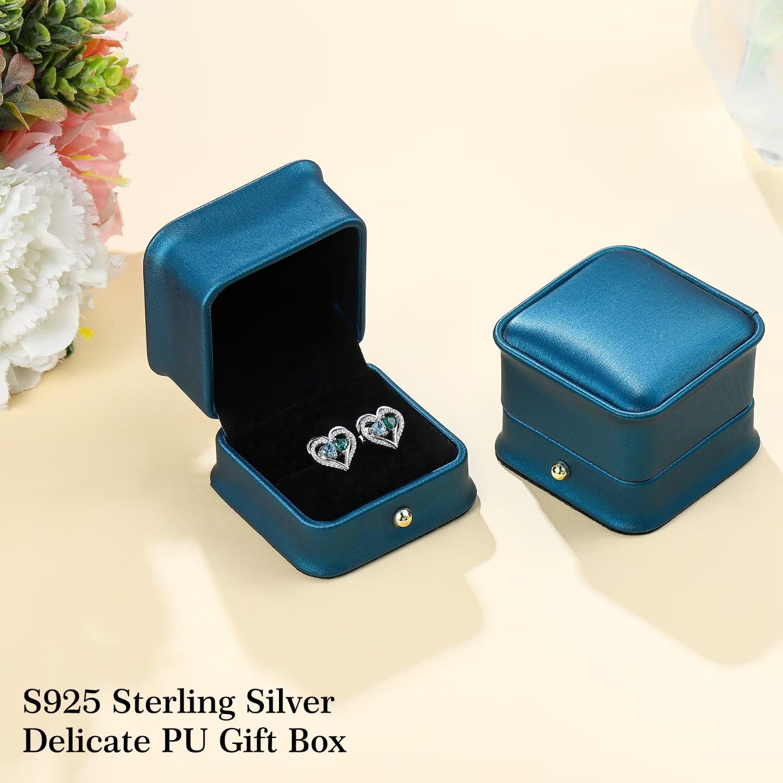 925 Sterling Silver Birthstone Heart Earrings for Women - Elegant Anniversary, Birthday Gift for Wife, Girlfriend, Mom | Perfect for Valentine's Day, Mother's Day & Special Occasions