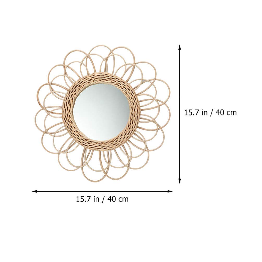 Stylish Hemoton Rattan Woven Wall Mirror - Nordic Decor, Makeup & Photo Backdrop - Perfect for Bedroom, Bathroom & Boho Home Decor