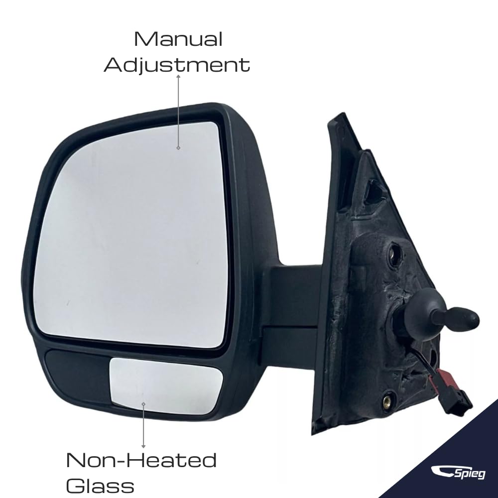2015-2022 Ram Promaster City Driver Side Mirror Replacement - Left Manual Adjust Non-Heated Textured Black Mirror with Turn Signal (2 Pin) | Perfect for Parking, Lane Changes & Safe Driving