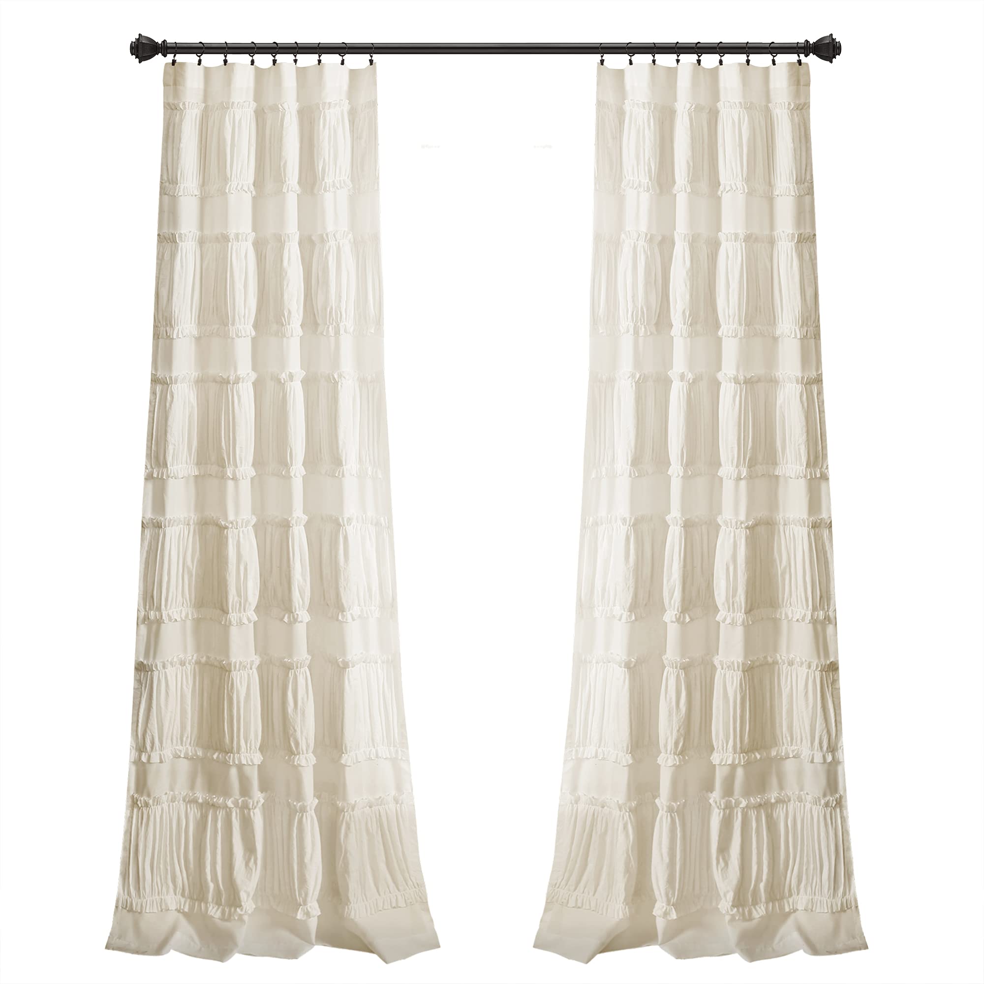 Lush Decor Nova Ruffle Curtains 42x95 Ivory - Elegant Window Dressing for Living Room