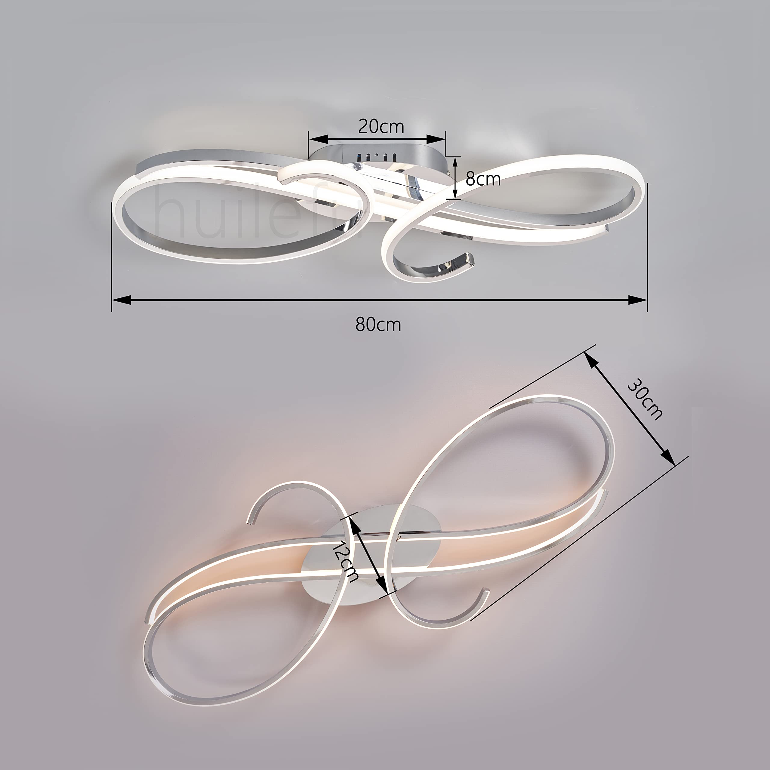 Modern Dimmable LED Ceiling Light Fixture - 80cm Flush Mount Aluminum Design for Bedroom, Kitchen, Living Room & Restaurant (Chrome Plating) | Energy-Efficient Ambient Lighting for Home & Commercial Spaces
