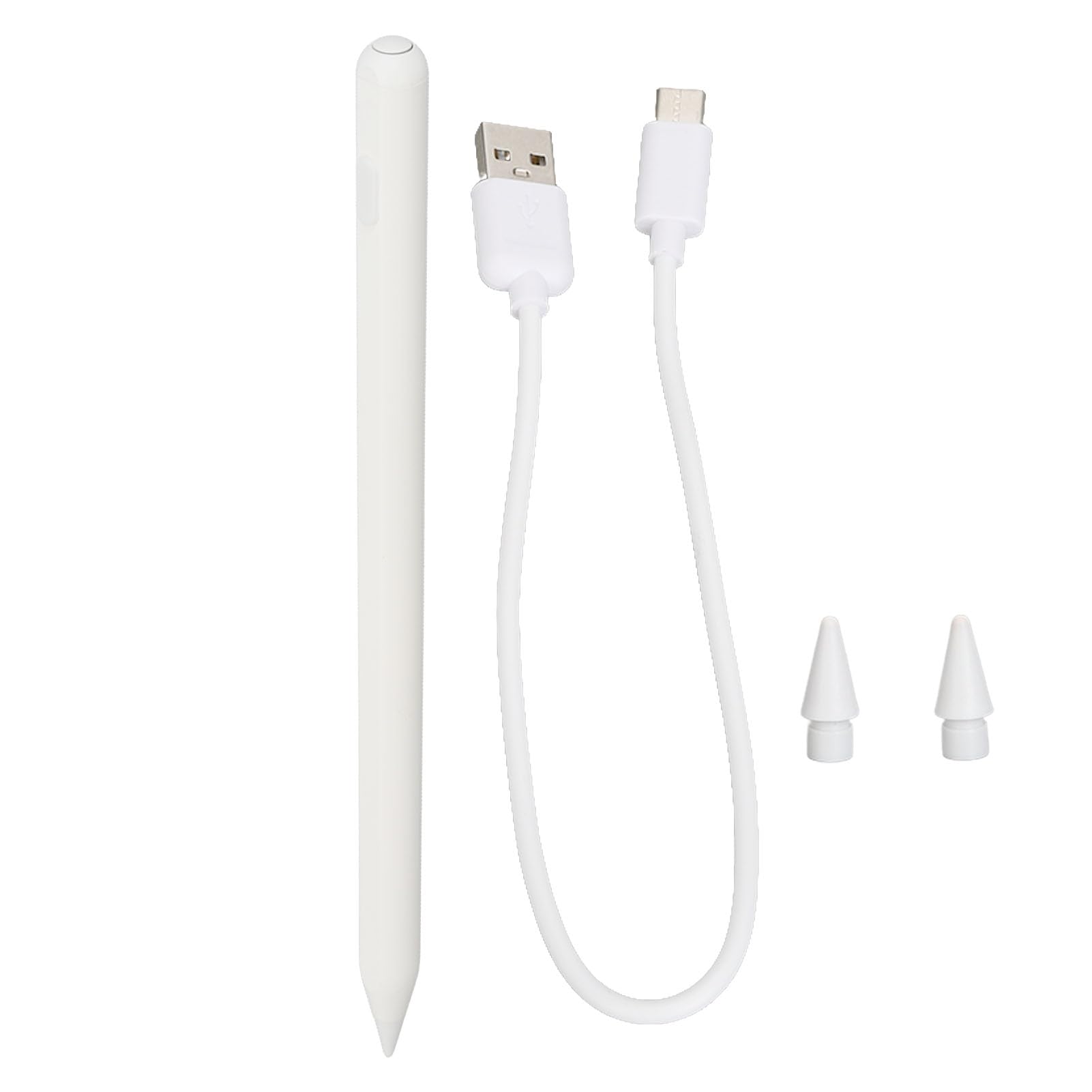 Premium Capacitive Stylus Pen for iPad & Tablets - Wear-Resistant Tip, Silent Writing & Shortcut Buttons - White Digital Pen for Drawing, Note-Taking & Professional Use
