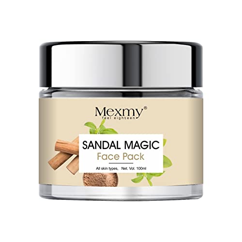 Mexmy Sandal Magic Face Pack - Skin Brightening Clay Mask for Glowing Skin, Tan Removal, Oil Control & Acne Treatment - Cruelty-Free 100g - Perfect for Daily Skincare Routine & Spa Days at Home (Men & Women)