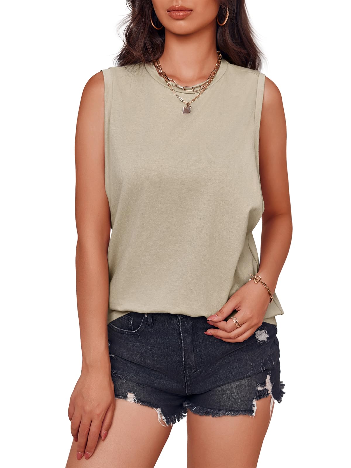 Imily Bela Women's Sleeveless Tank Tops - Casual Summer Workout Tops, Loose Fit Basic Tees with Arm Hole - Perfect for Gym, Yoga, Running & Everyday Wear