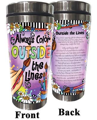 Always Color Outside the Lines - 20oz Stainless Steel Insulated Tumbler with Lid & Straw - Leakproof Travel Mug for Coffee, Tea & Cold Drinks - Perfect for Office, Gym & Outdoor Adventures