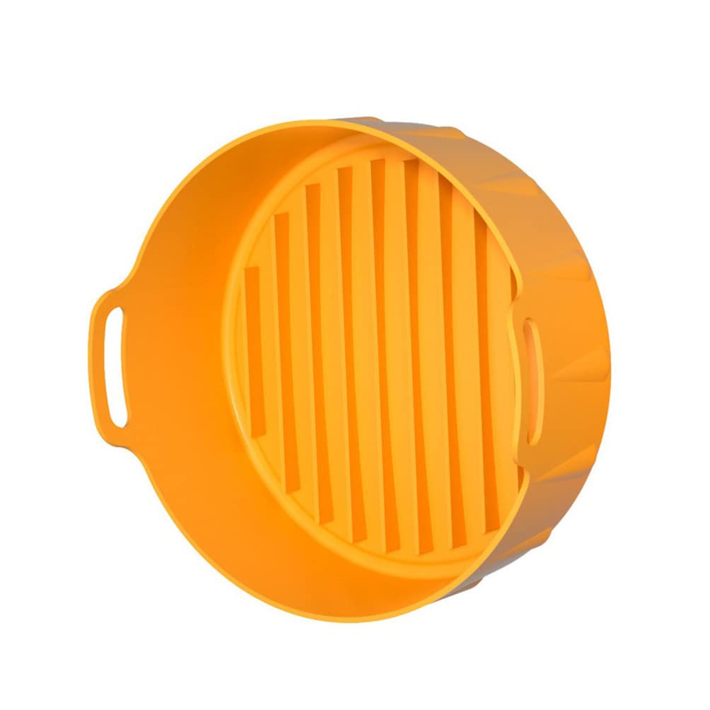 Reusable Silicone Air Fryer Basket - Non-Stick, Easy Clean Round Baking Mat for Air Fryers & Ovens (Orange) | Perfect for Healthy Cooking, French Fries, Chicken Wings & Vegetables