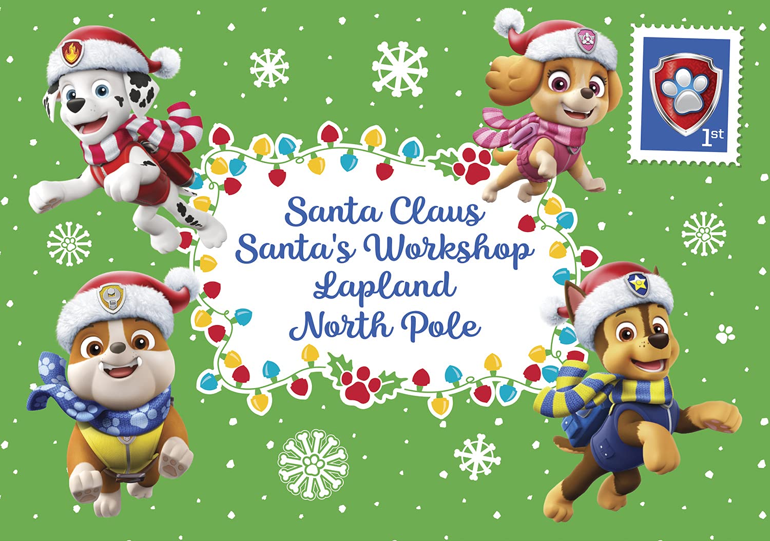 Paw Patrol Santa Letter Pack with Door Hanger & Stickers - Christmas Gift for Kids