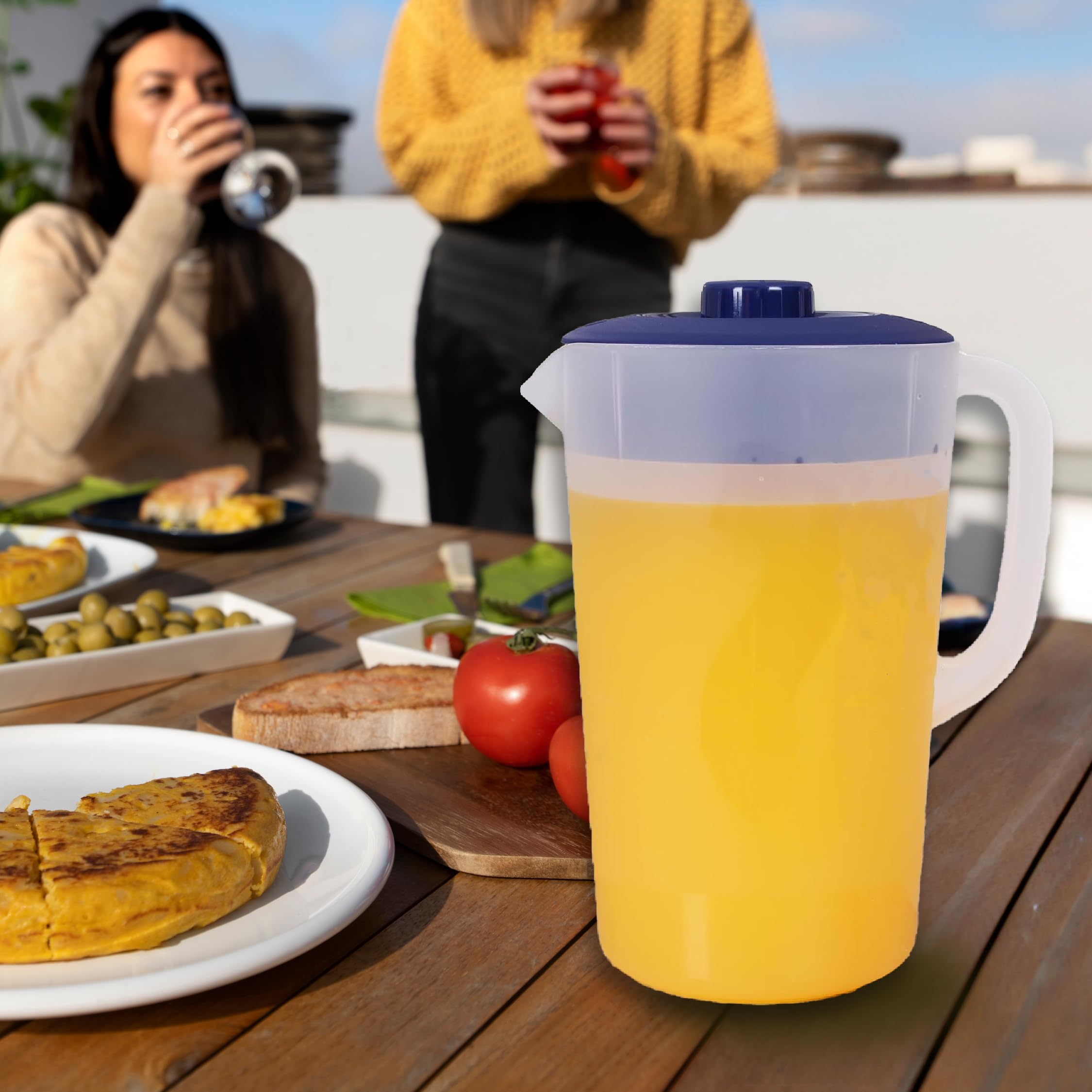 Half Gallon Water Pitcher with Lid - 64oz BPA Free Plastic Pitcher for Juice & Beverages - Freezer & Dishwasher Safe - Perfect for Refrigerator, Kitchen, Office & Outdoor Use