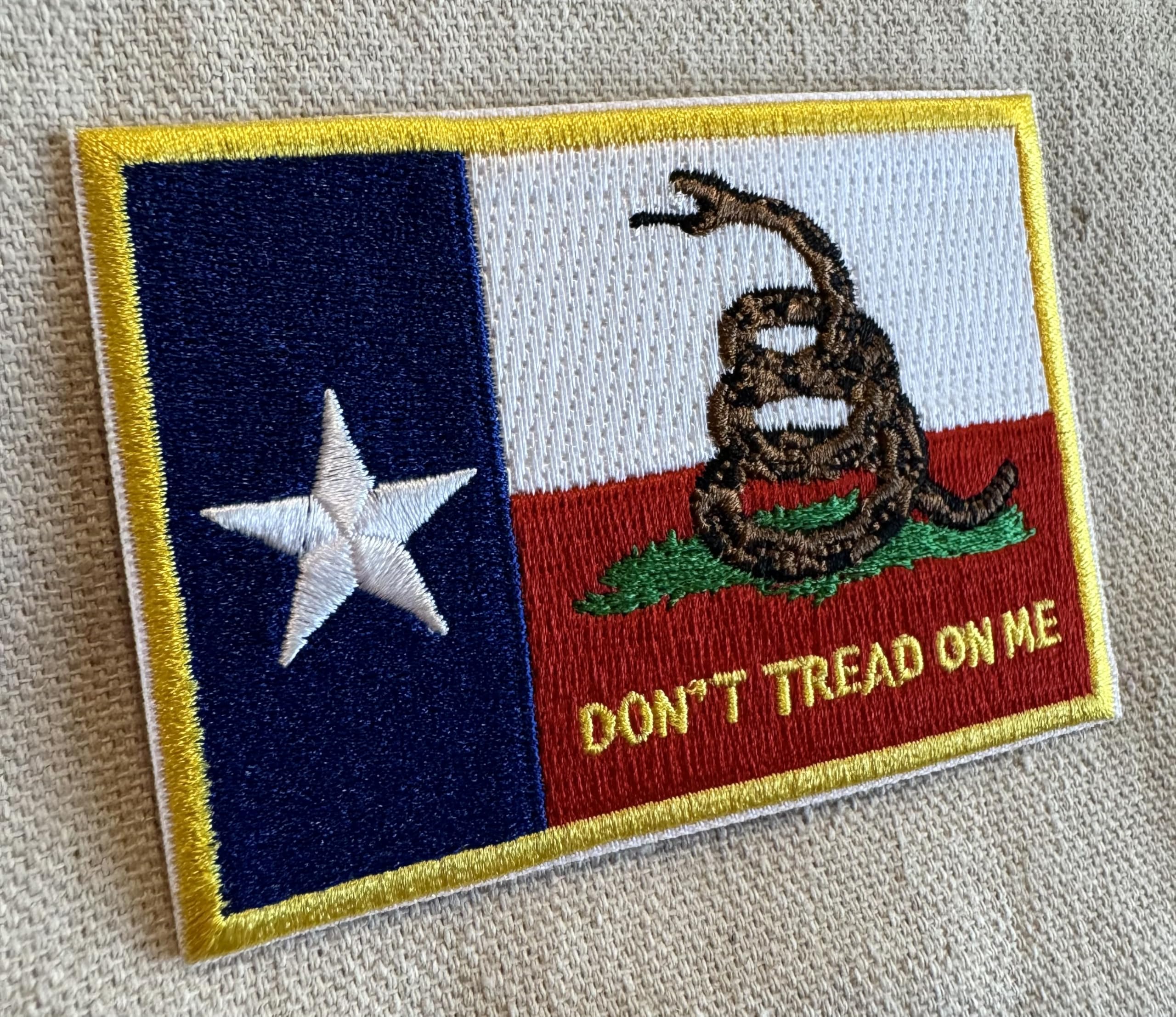 Texas Gadsden Flag Embroidered Patch - Iron-On Lone Star State Patriotic Badge for Jackets, Hats & Bags - Perfect for Texas Pride, Military & Biker Gear