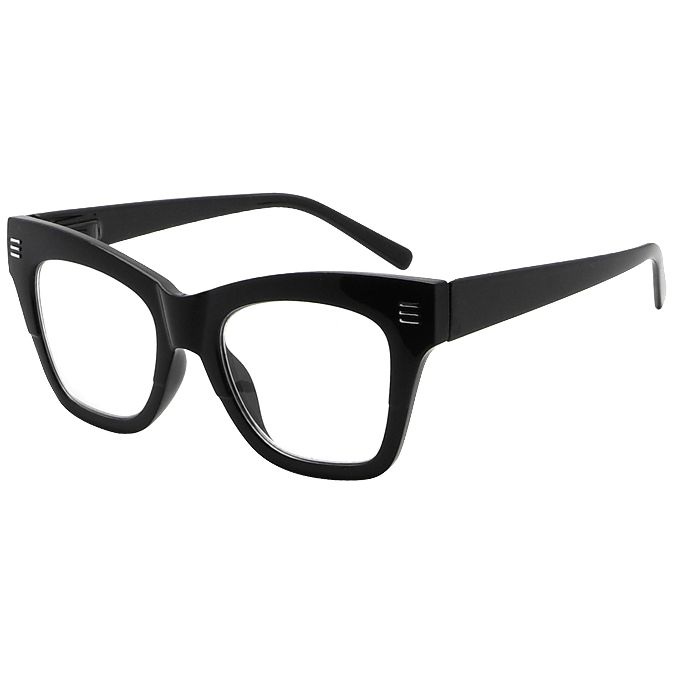Stylish Cat-Eye Reading Glasses for Women +3.75 Magnification - Fashionable Readers for Work, Reading & Computer Use - Black Frame
