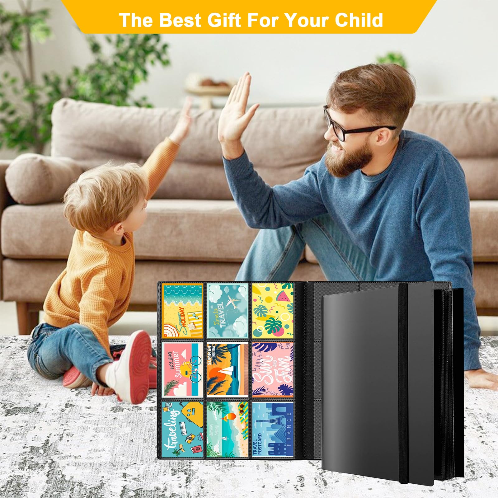 PUWOWYE Collectible Card Album - 360 Card Binder, Waterproof Trading Card Holder, Black Card Storage Book - Perfect for Pokemon, MTG, and Sports Card Collectors