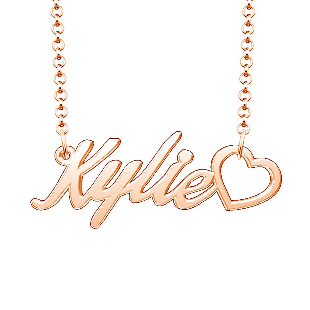 Personalized Rose Gold Plated Heart Pendant Necklace with Custom Name - Perfect Gift for Anniversary, Valentine's Day & Mother's Day