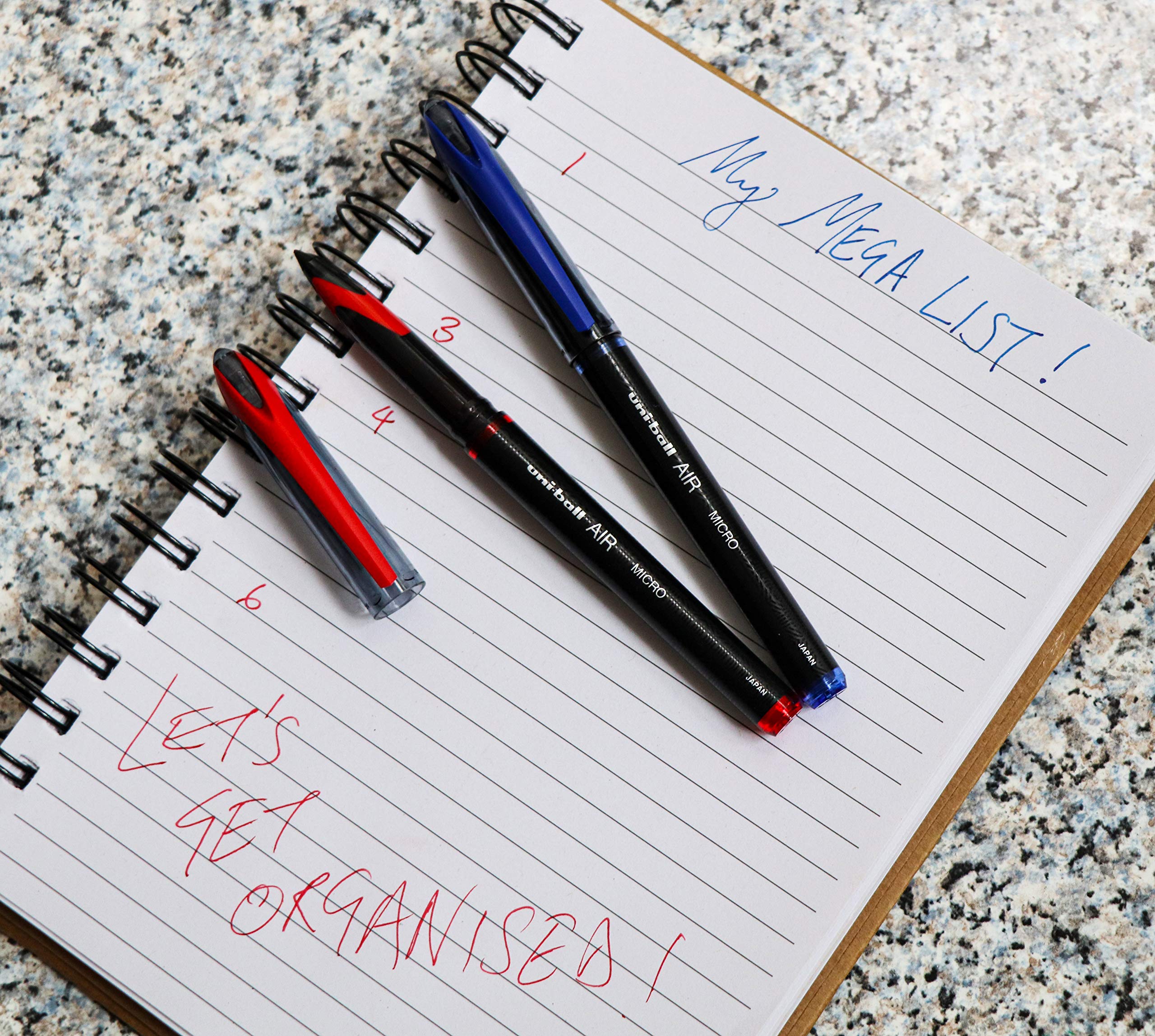 uni-ball UB-188-M Micro Air Rollerball Pens 0.5mm Fine Tip - Premium Smooth Writing Ballpoint Pens with Fountain Pen Feel - Fade & Water Resistant Liquid Super Ink - 12 Pack Blue Pens for Office, School & Art Projects