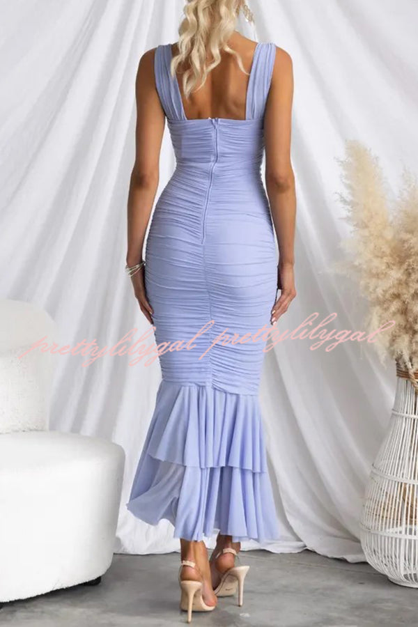 Elegant Solid Color High Waist Pleated Mermaid Dress for Women | Formal Evening Gown & Party Wear | Perfect for Weddings, Prom, Cocktail Parties