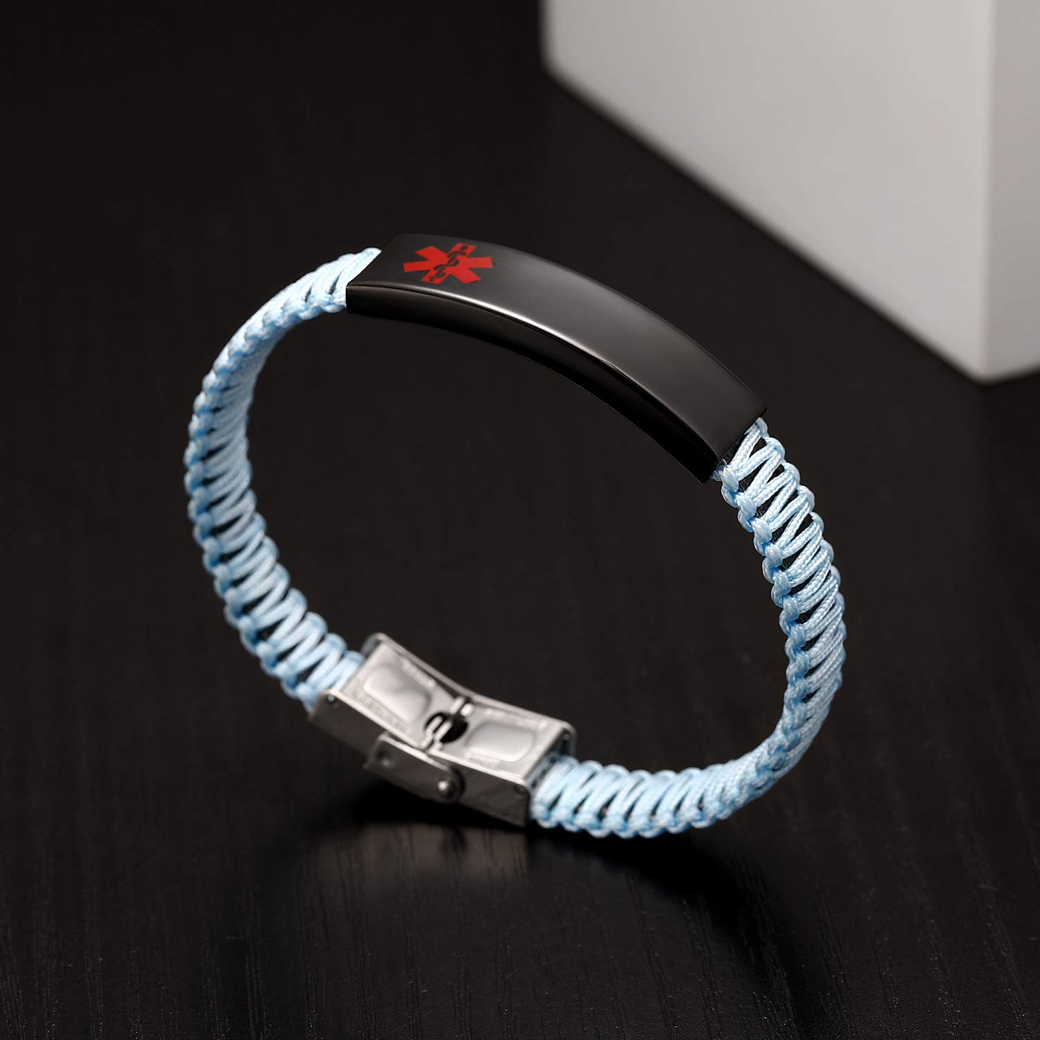 Diabetes Medical Alert ID Bracelet for Women & Men - Adjustable Handmade Nylon Braided Emergency Bracelet - Perfect for Diabetic Patients, Travel, and Daily Safety Awareness