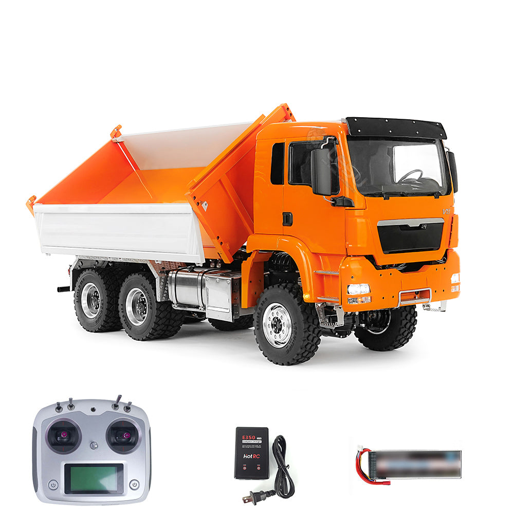 1/14 Scale LESU TGS RC Hydraulic Dump Truck - 6x6 Metal Remote Control Dumper Car with Three-Way Dumping Function | Realistic Tipper Truck Model for Hobbyists & Collectors | Perfect for Construction Site Play, RC Racing & Display