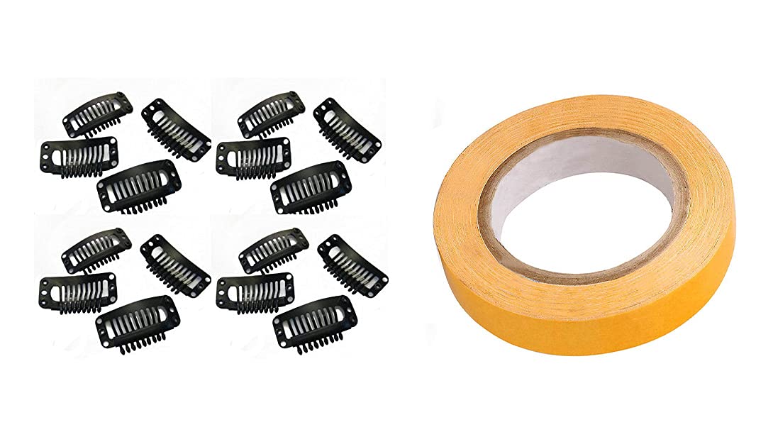 12 Pcs Double Sided Waterproof Wig Tape - Small Yellow Hair Patch Clips for Secure Wig Attachment | Perfect for Cosplay, Daily Wear & Hair Extensions