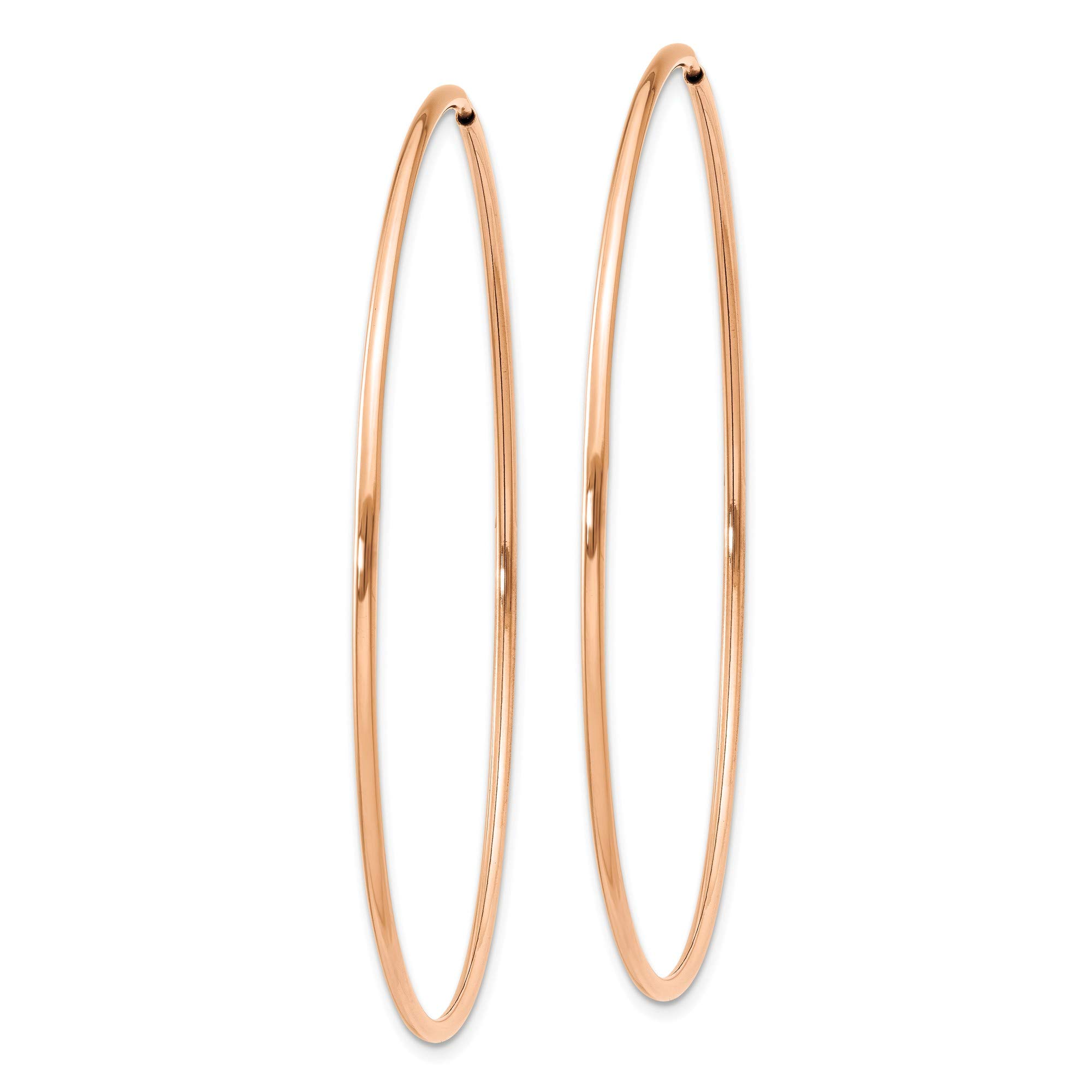 14K Rose Gold 1.2mm Polished Endless Hoop Earrings for Women - Hypoallergenic Dainty Everyday Jewelry - Perfect for Work, Date Night & Special Occasions