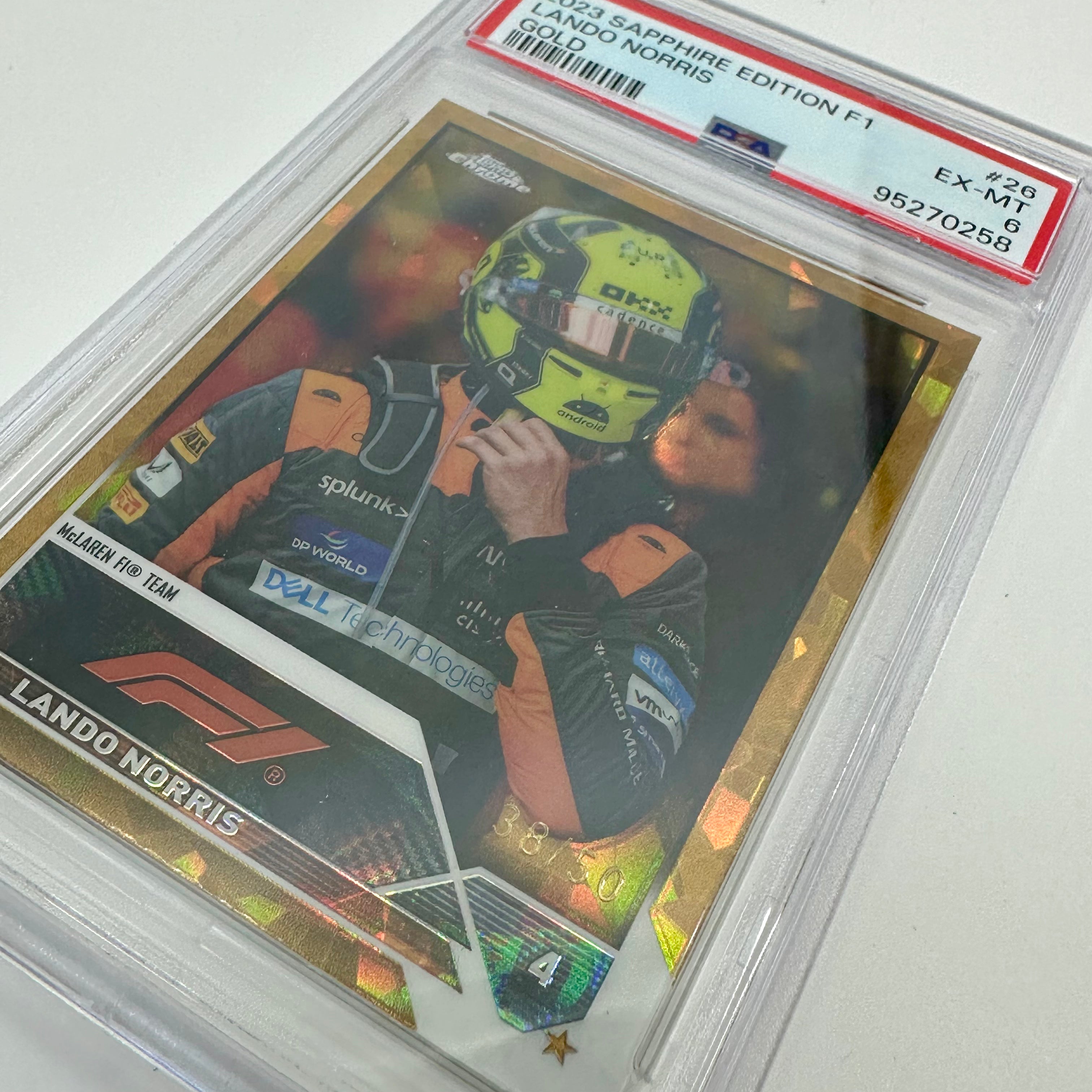 2023 Topps Chrome Sapphire Lando Norris #26 PSA 6 Gold Parallel 38/50 - Rare F1 Racing Card for Collectors & Investors