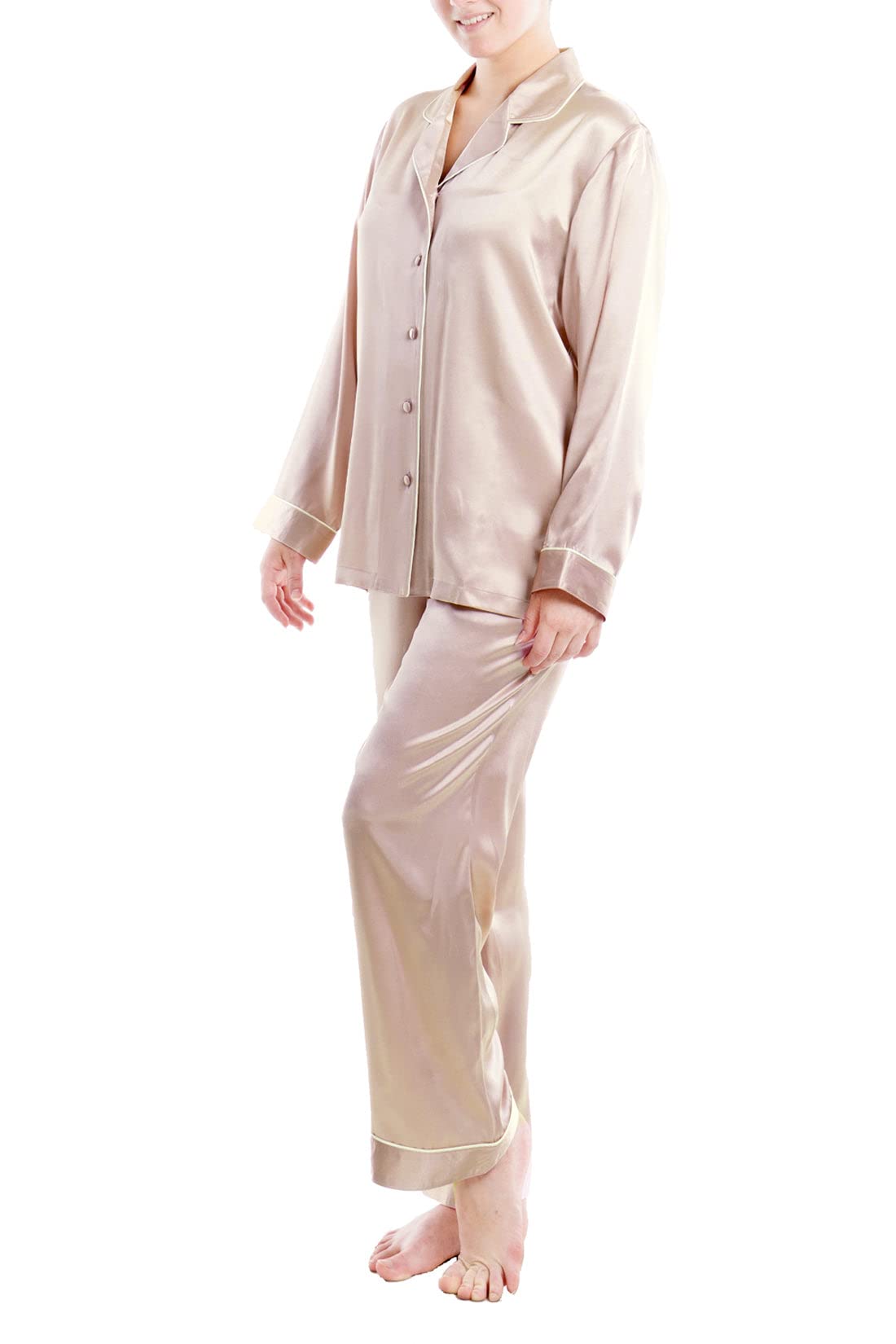 OSCAR ROSSA Women's 100% Pure Silk Pajama Set - Luxury Sleepwear for Women - Soft & Breathable Nightwear for Comfortable Sleep, Spa Days & Relaxing Evenings