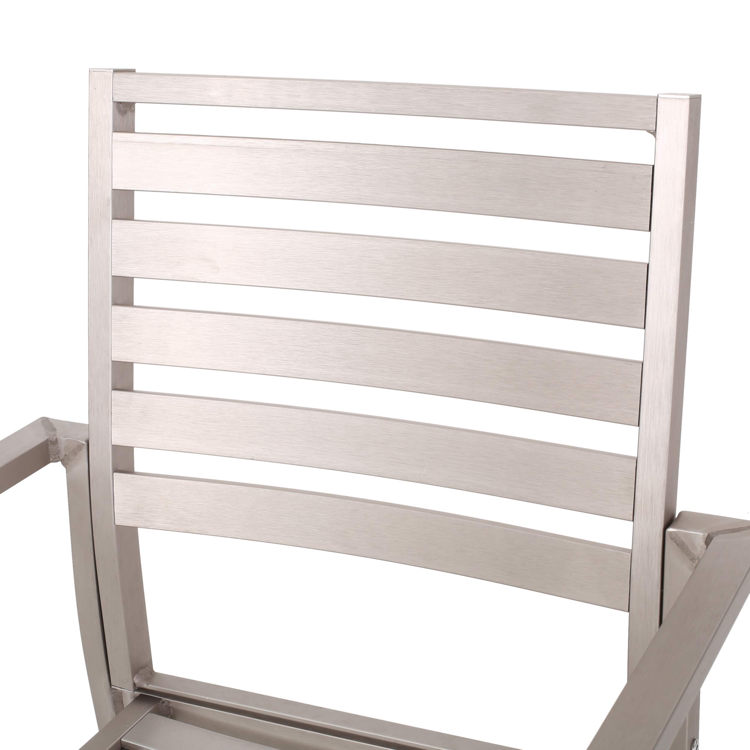 Modern Aluminum Outdoor Dining Chairs (Set of 2) - Silver Patio Furniture for Garden, Poolside & Backyard - Weather-Resistant & Lightweight