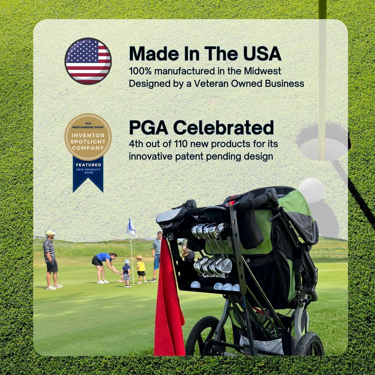 Universal Golf Stroller Attachment - Easy Setup, Lightweight & Durable Golf Club Holder for Baby Strollers | Introduce Kids to Golf Early, Perfect Golf Gift for Parents | Ideal for Family Outings, Golf Course Visits & Outdoor Activities