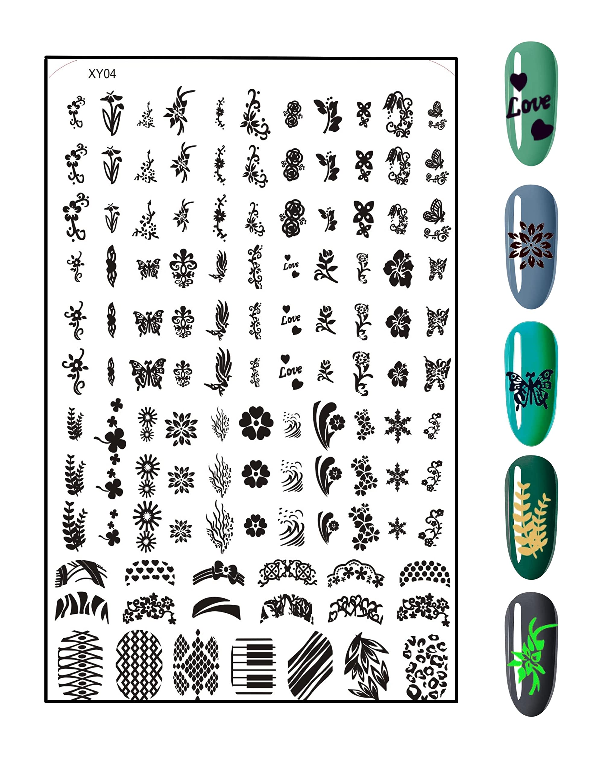 RoyalKart Professional Nail Art Stamping Kit for Women & Girls - 3 Nail Stamping Plates with Stamper & Scraper (XY01,13,04) - Perfect for DIY Manicures, Salon Nail Designs & Creative Nail Art at Home
