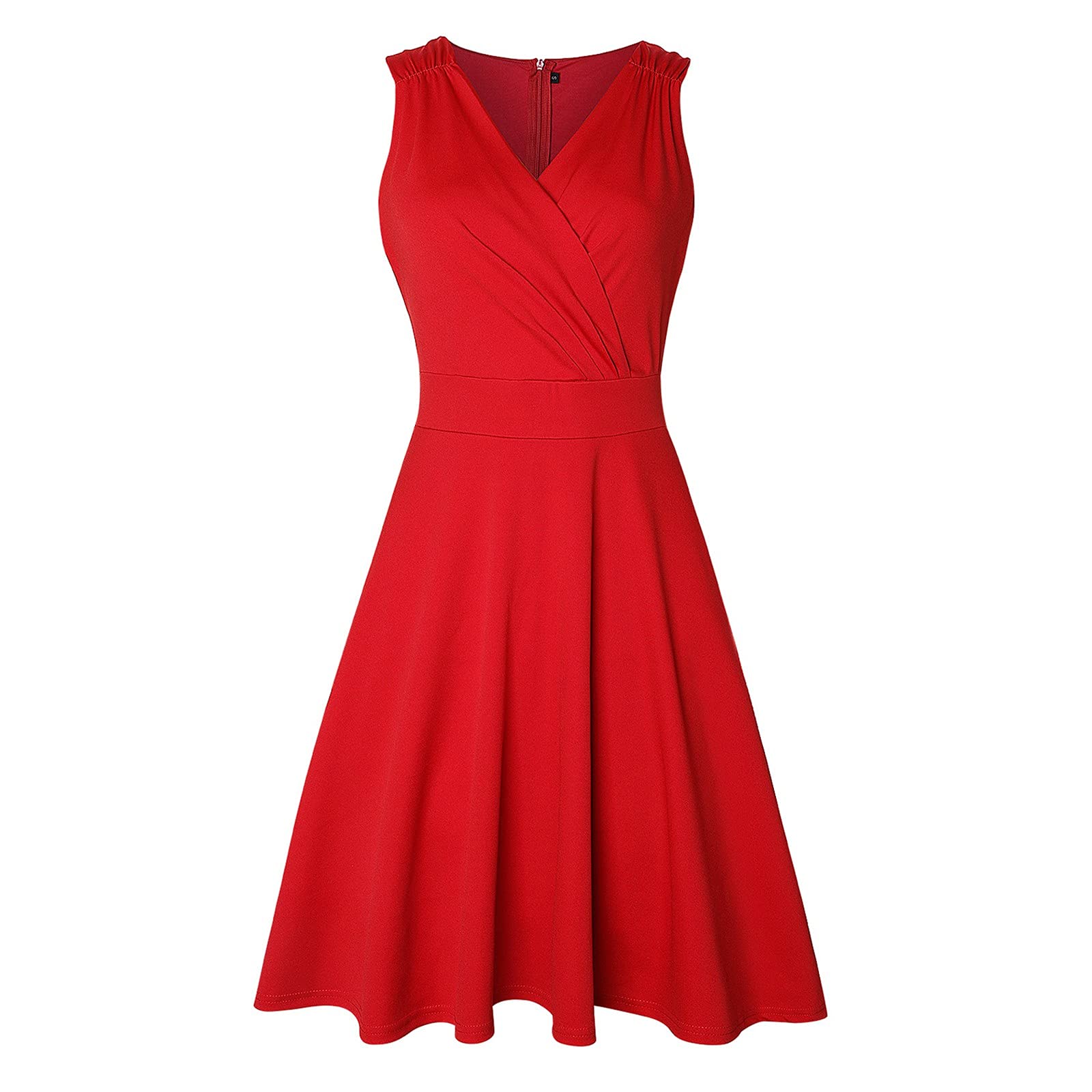 Elegant A-Line Sleeveless Vintage Summer Dress for Women - Perfect for Weddings, Cocktail Parties & Outdoor Events
