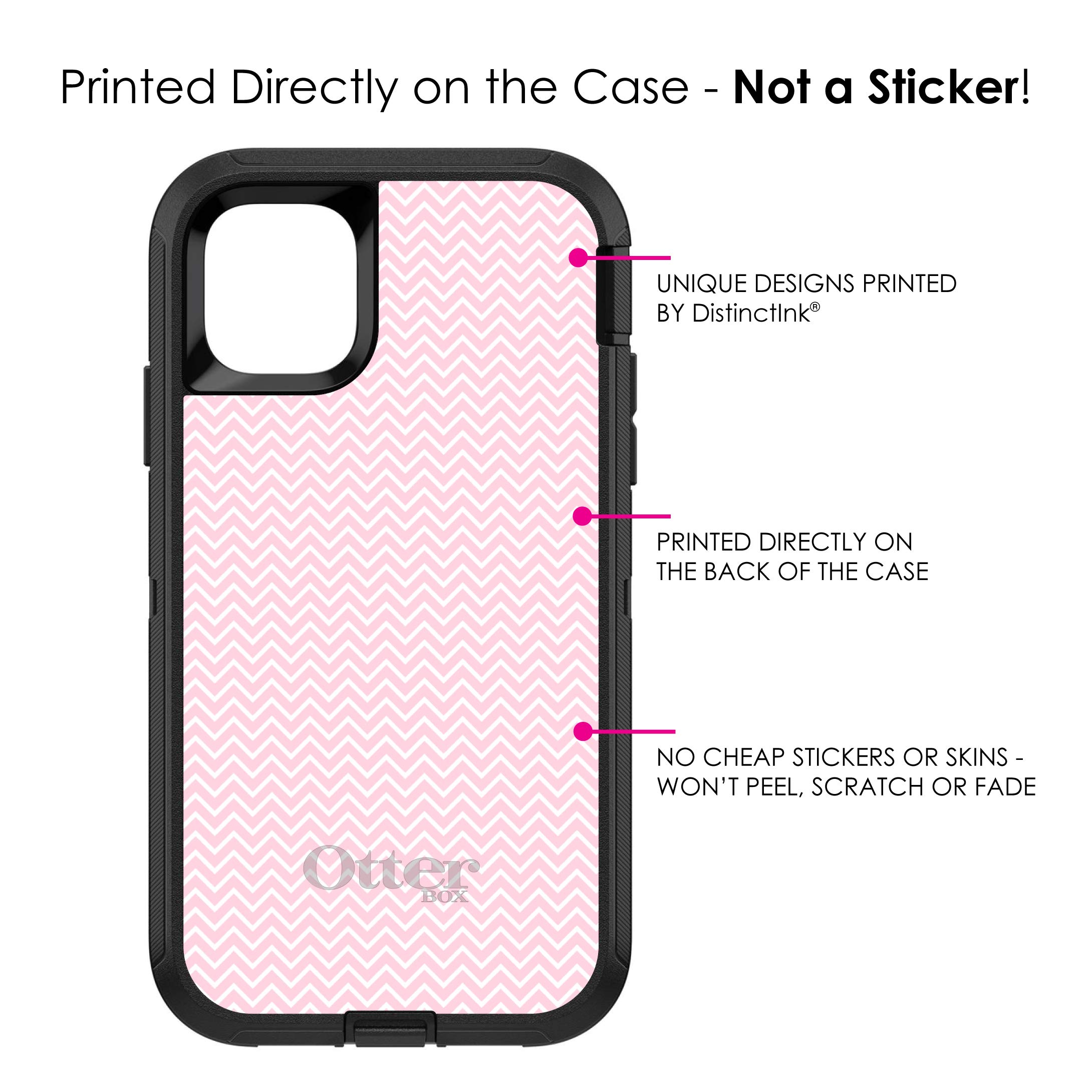DistinctInk iPhone 11 Pro MAX Case (6.5 Inch) - Slim Protective Phone Cover with Pink & White Chevron Design - OtterBox Defender Replacement - Perfect for Everyday Use, Work & Travel
