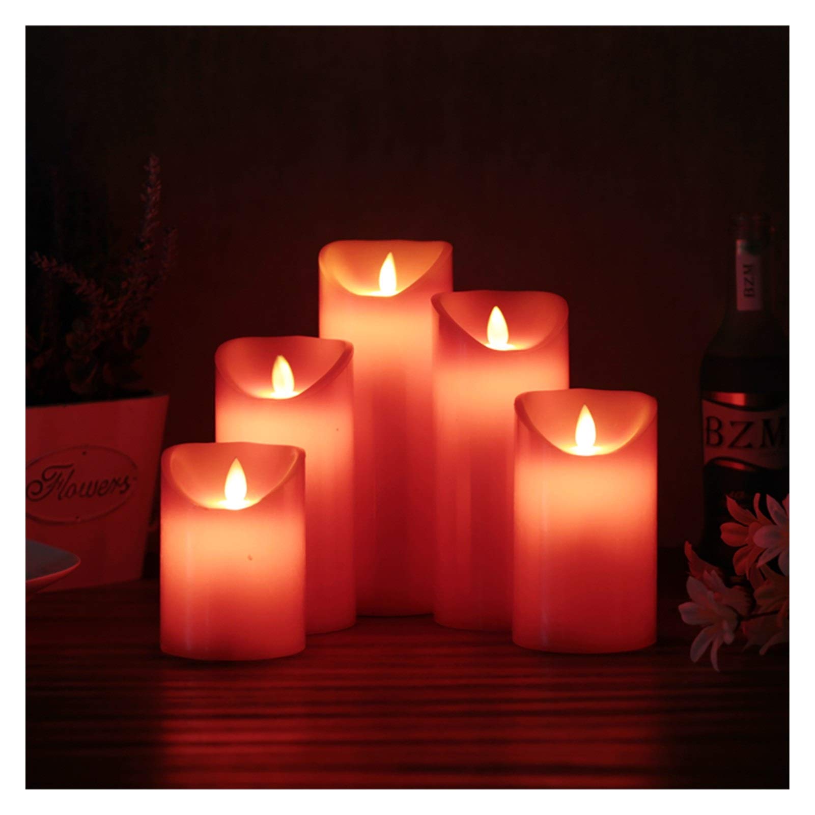 WXIANG Flameless LED Tea Light Candles - Set of 5 Battery Operated Electronic Candles for Christmas, Wedding, Home Decor & Romantic Ambiance - Red Flickering Fake Candles (5pcs) - Perfect for Centerpieces, Votive Holders & Holiday Decorations