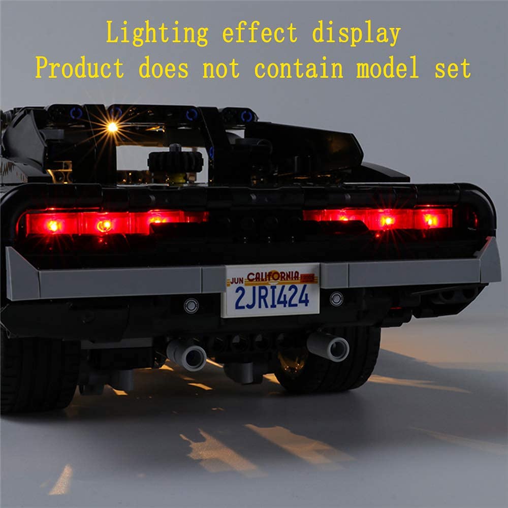 GEAMENT LED Light Kit for Dodge Charger Dom - Compatible with Lego Technic Fast & Furious 42111 Building Blocks (Model Not Included) - Perfect for Movie Fans & Car Enthusiasts DIY Projects