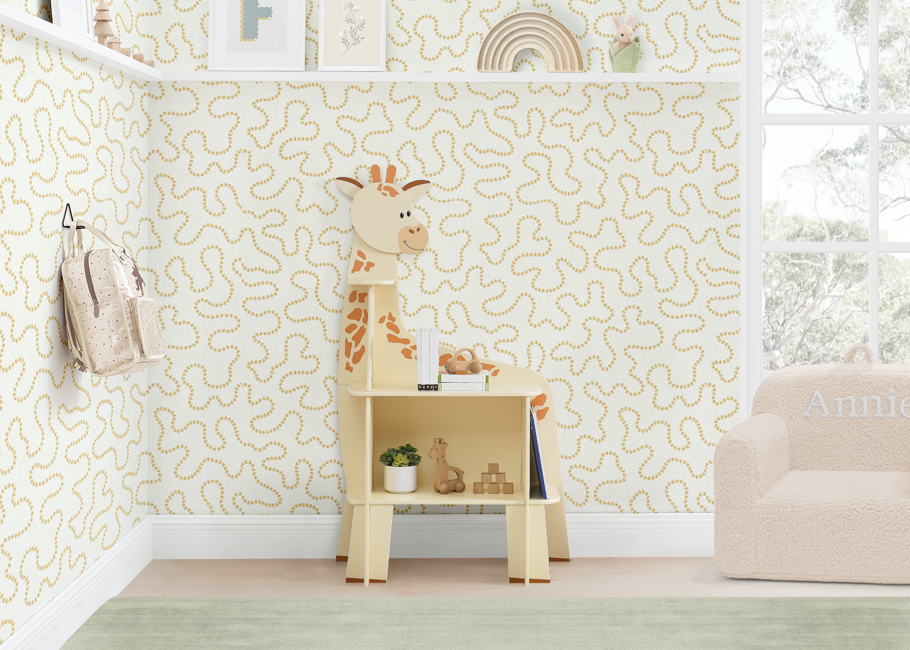 Giraffe Bookcase for Kids - Wooden Animal Bookshelf for Nursery, Playroom & Bedroom - Fun & Functional Storage Solution for Books & Toys