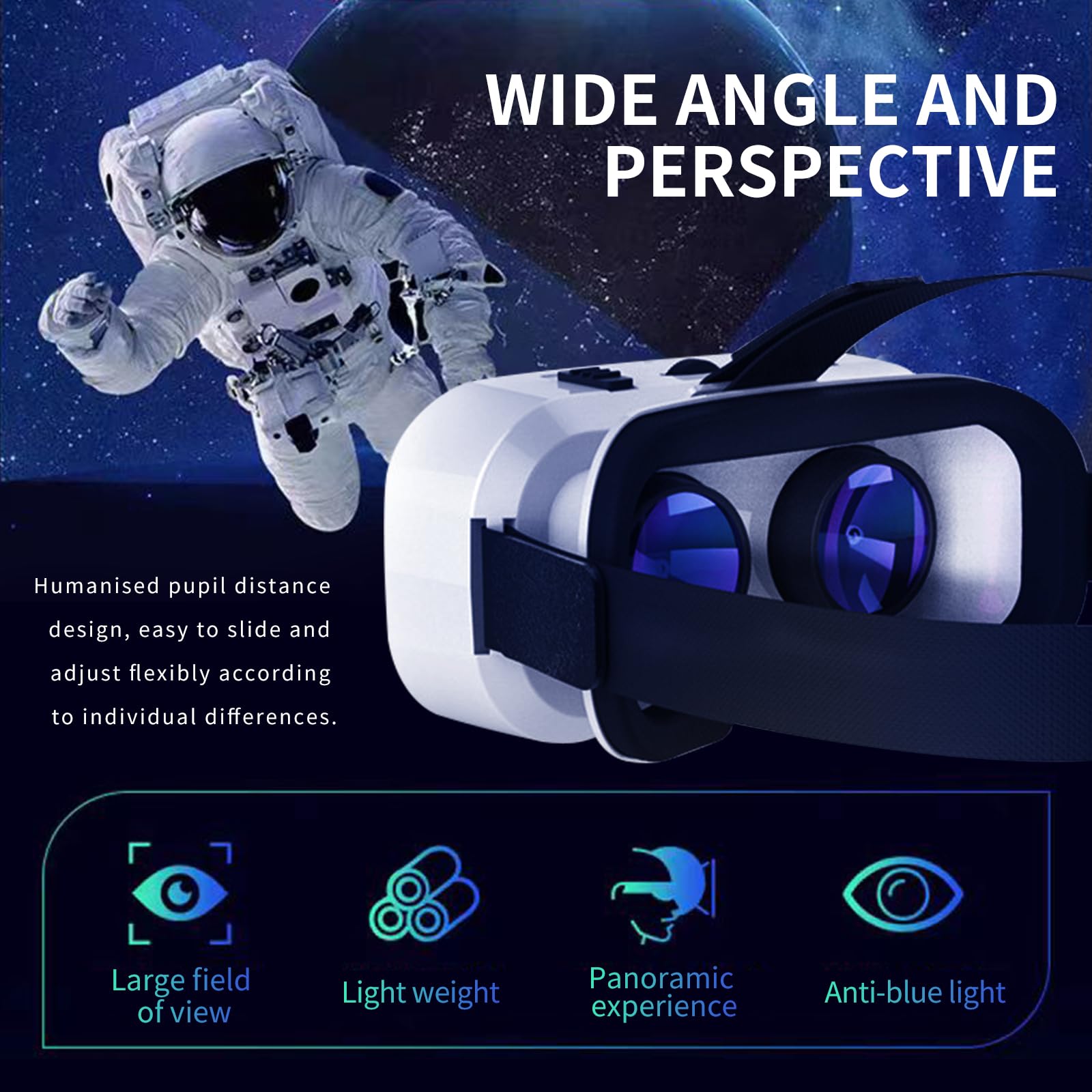 Premium VR Headset for iPhone & Android - 3D Virtual Reality Glasses Compatible with 4.7-6.5 inch Smartphones | Includes Wireless Controller | Perfect for Mobile Gaming, 360° Videos & Immersive Movie Watching | Ideal for Home Entertainment, Travel & VR Experiences