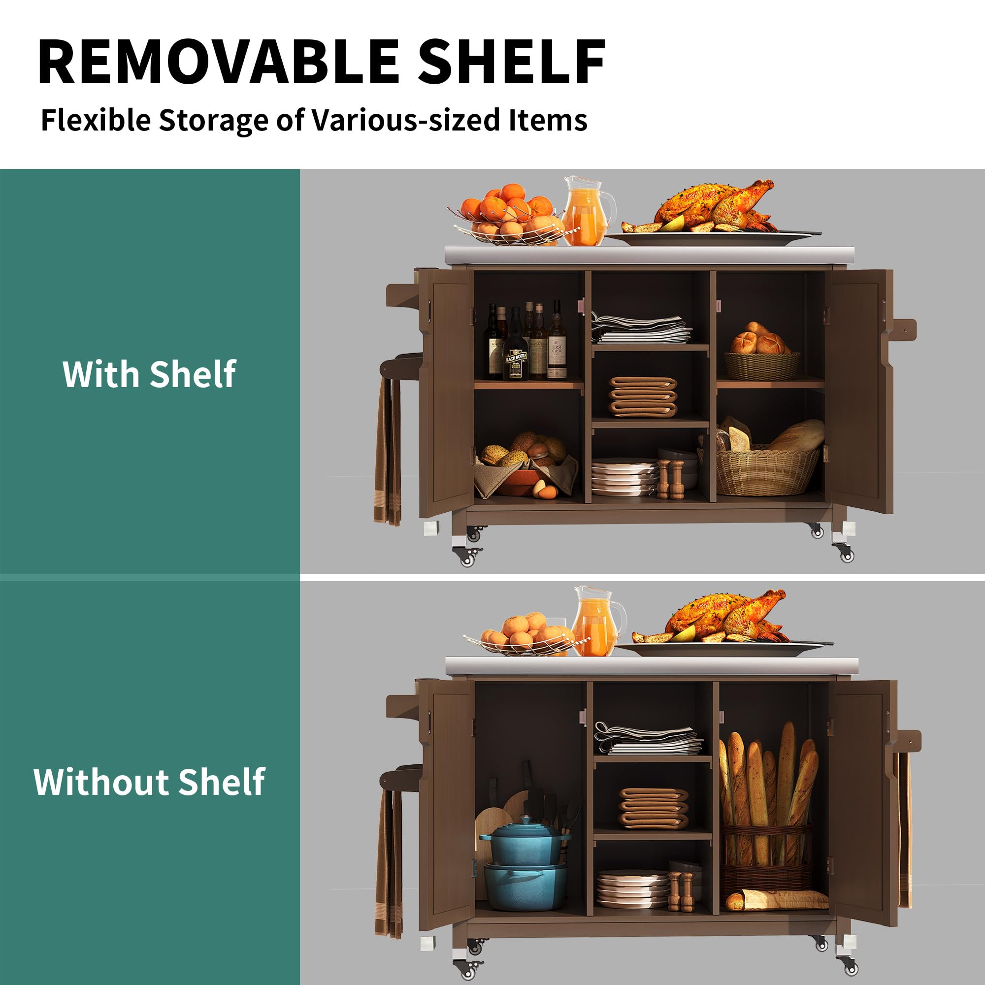 YITAHOME Solid Wood Patio Bar Table - XL Outdoor Storage Cabinet with Spice Rack & Side Handle, Large Space Kitchen Organizer for Patio, Garden, Porch, Balcony | Portable Outdoor Dining & Entertaining Solution