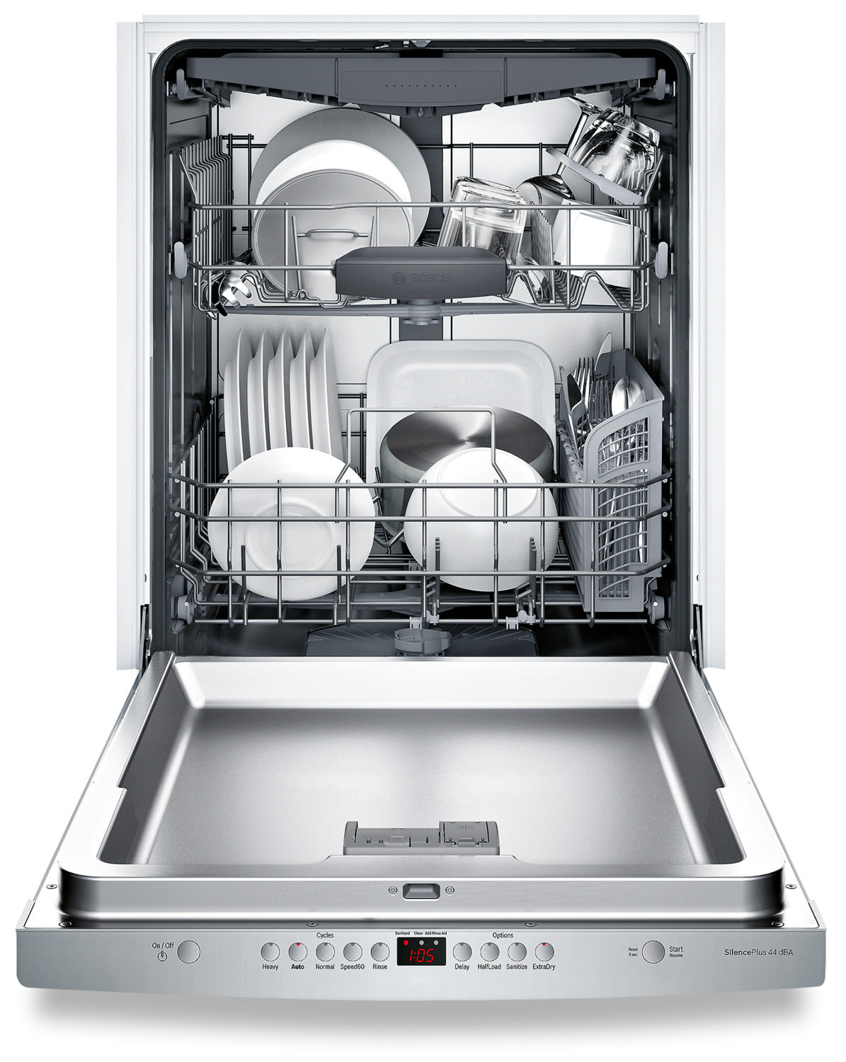 Bosch SHSM63W55N 24 Inch Stainless Steel Built-In Dishwasher - Energy Star Certified, Ultra Quiet Operation for Open Kitchen Layouts