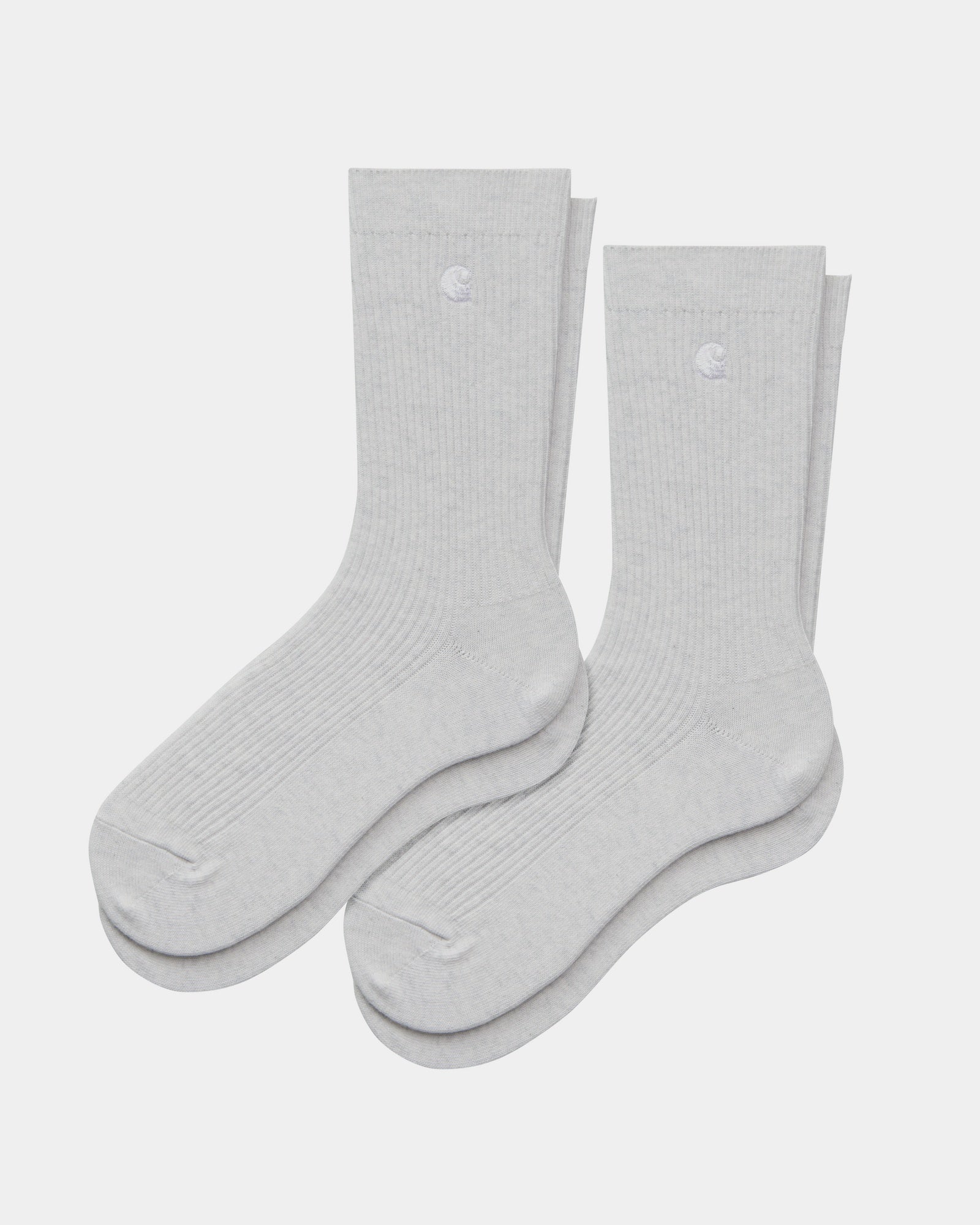 Madison Crew Socks 2-Pack - Soft Cotton Casual Socks for Men & Women in Ash Heather & White | Perfect for Everyday Wear, Gym, and Office