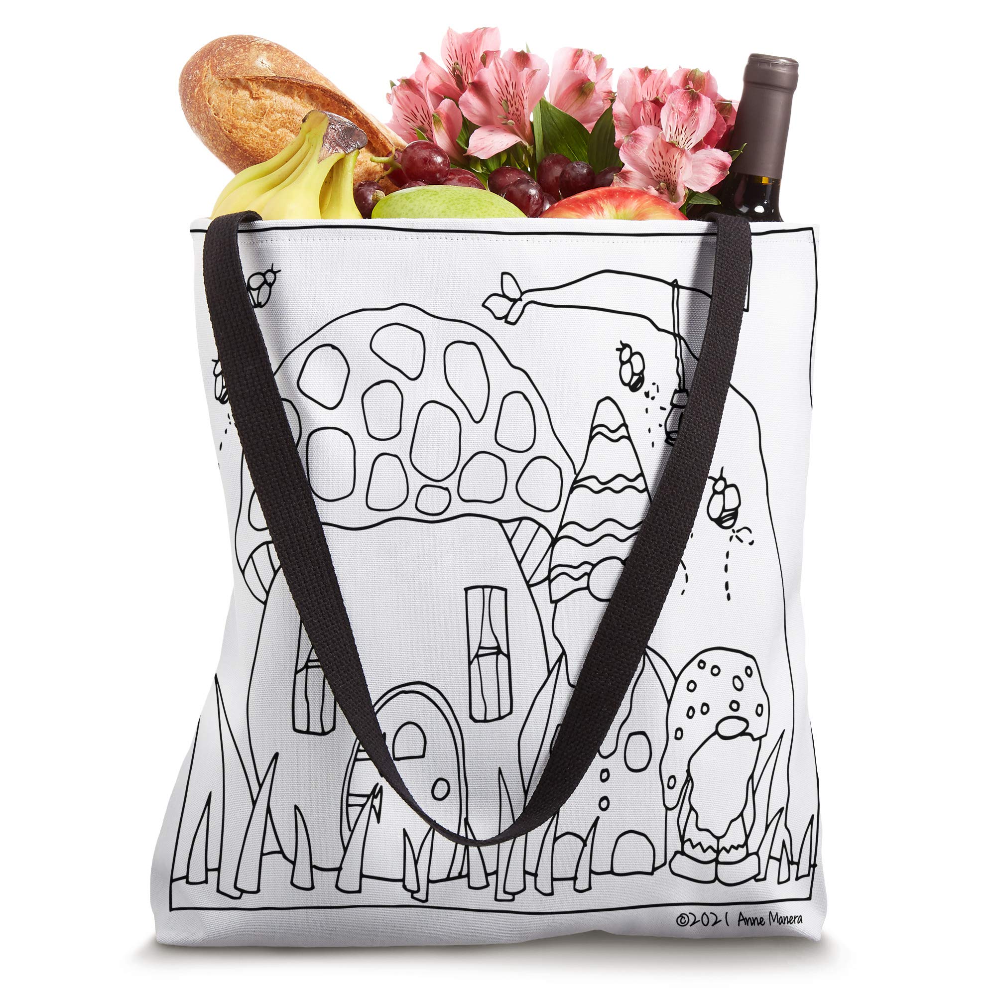 Gnomes & Bees Tote Bag - Cute Garden-Themed Reusable Shopping Bag for Women, Eco-Friendly Grocery Tote - Perfect for Farmers Market, Beach Trips & Picnics